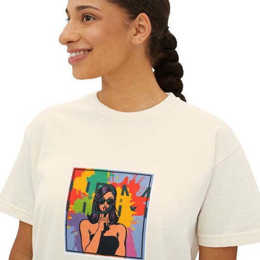 Colorful Graphic Women's Boxy Tee - Trendy, Casual, Summer Fashion, Gift for Her, Artsy Style