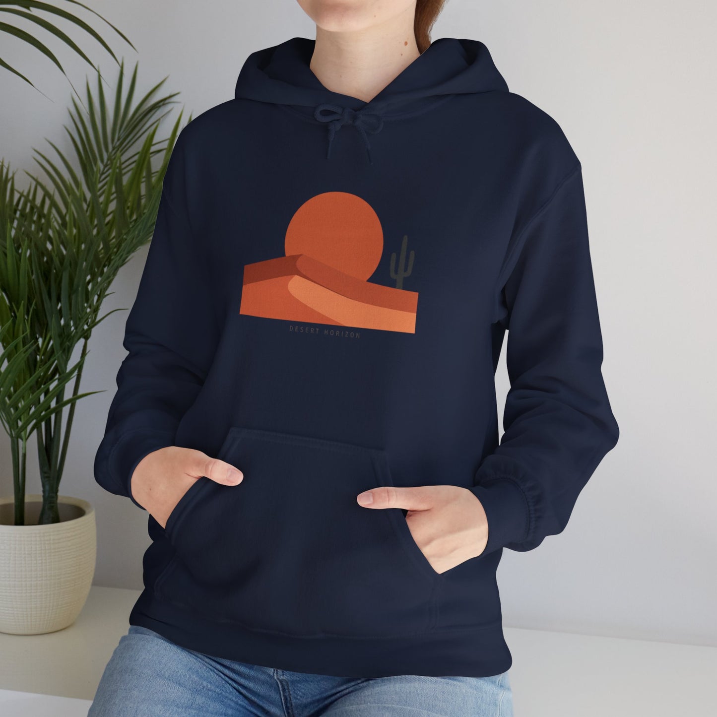 Desert Sunset Minimalist Mesa Hoodie | Southwestern adobe-inspired art