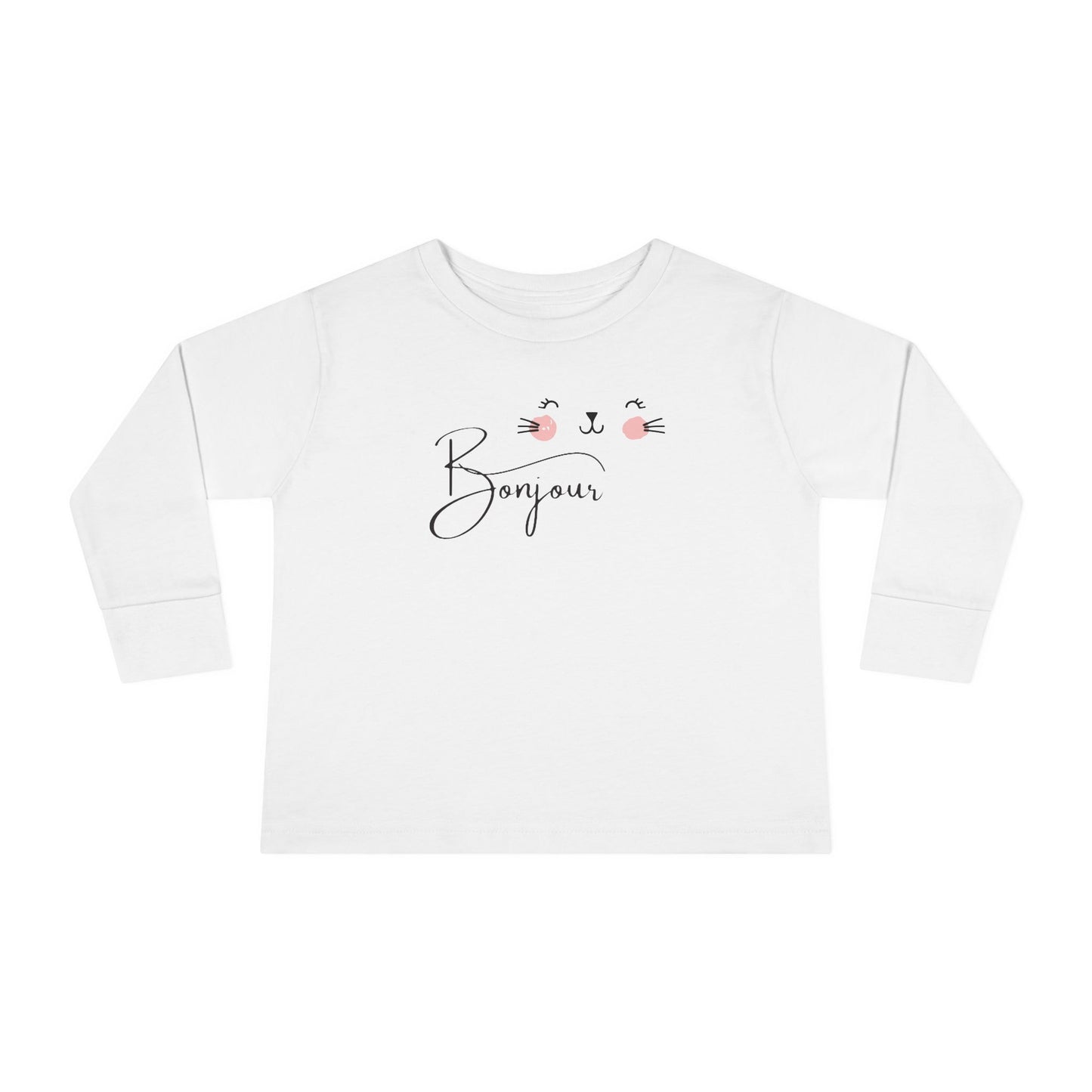 Toddler Long Sleeve Tee, Bonjour Shirt, French Toddler Top, Kids Long Sleeve Tee, Kids French Shirt, Children's Bonjour Shirt