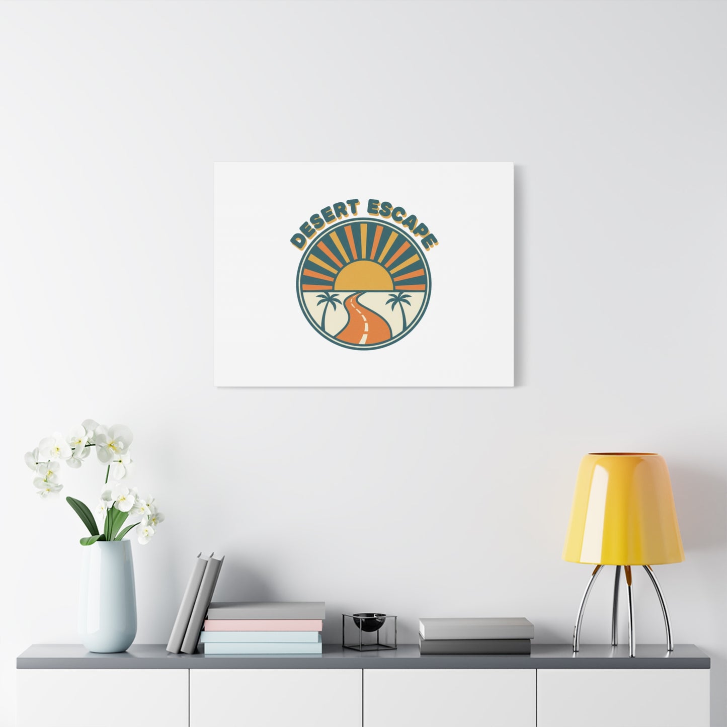 Desert Escape Sunset Canvas | 70s Sunset Retro Palm Poster