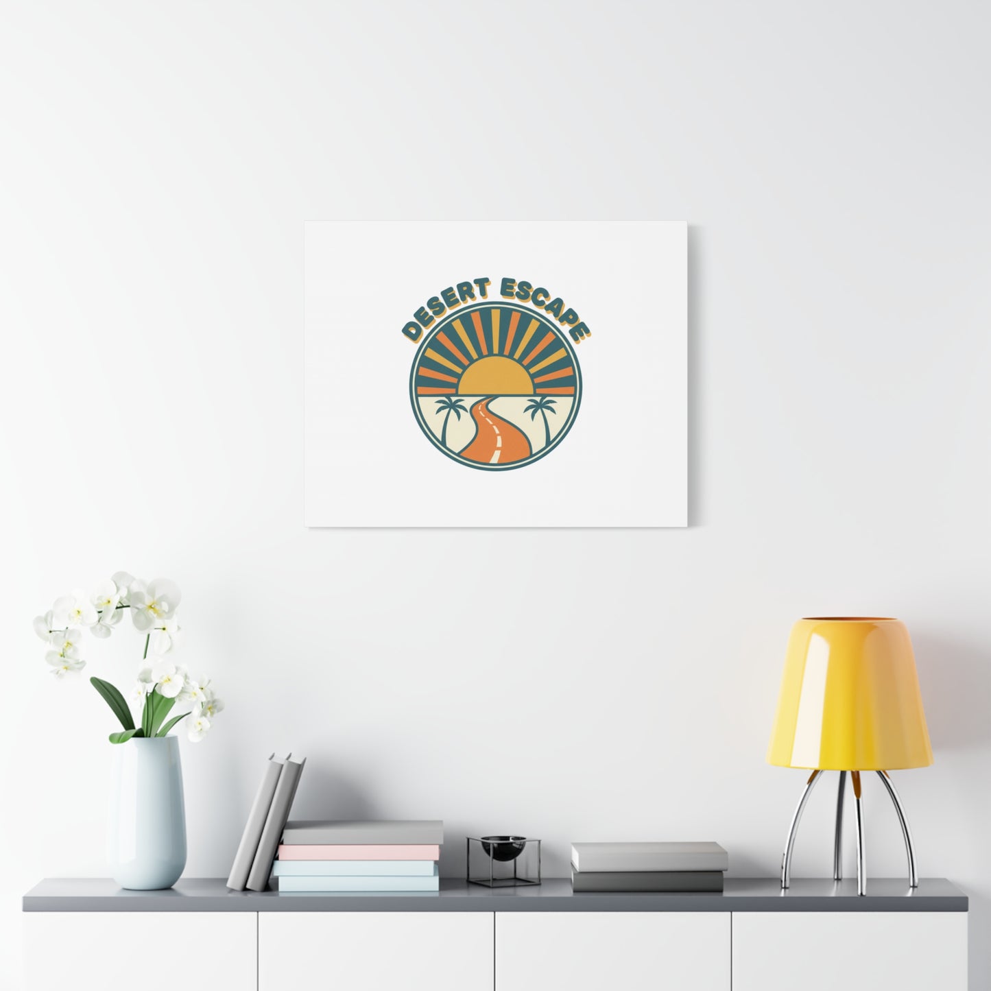 Desert Escape Sunset Canvas | 70s Sunset Retro Palm Poster