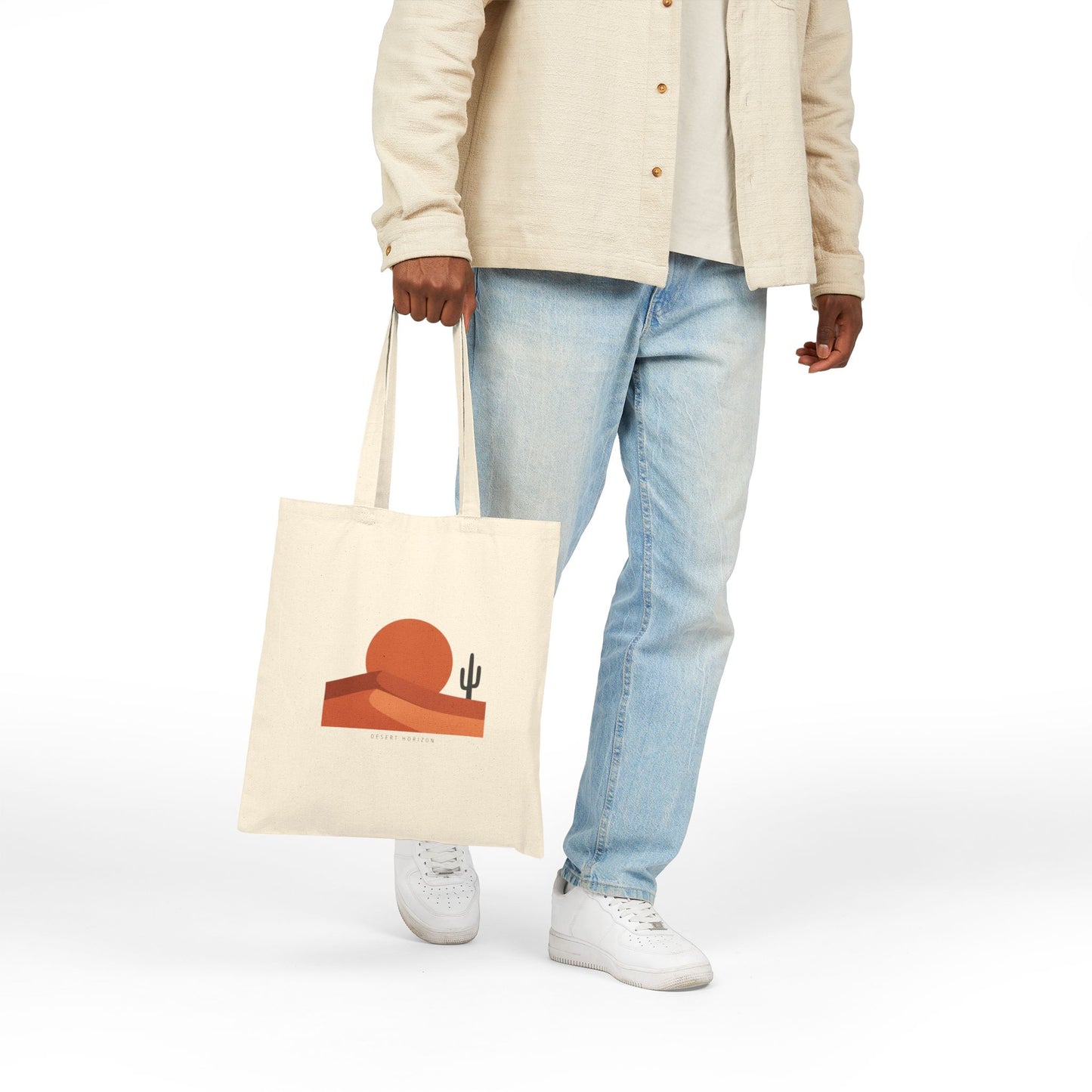 Desert Sunset Minimalist Tote | Southwestern mesa, adobe-inspired neutral art