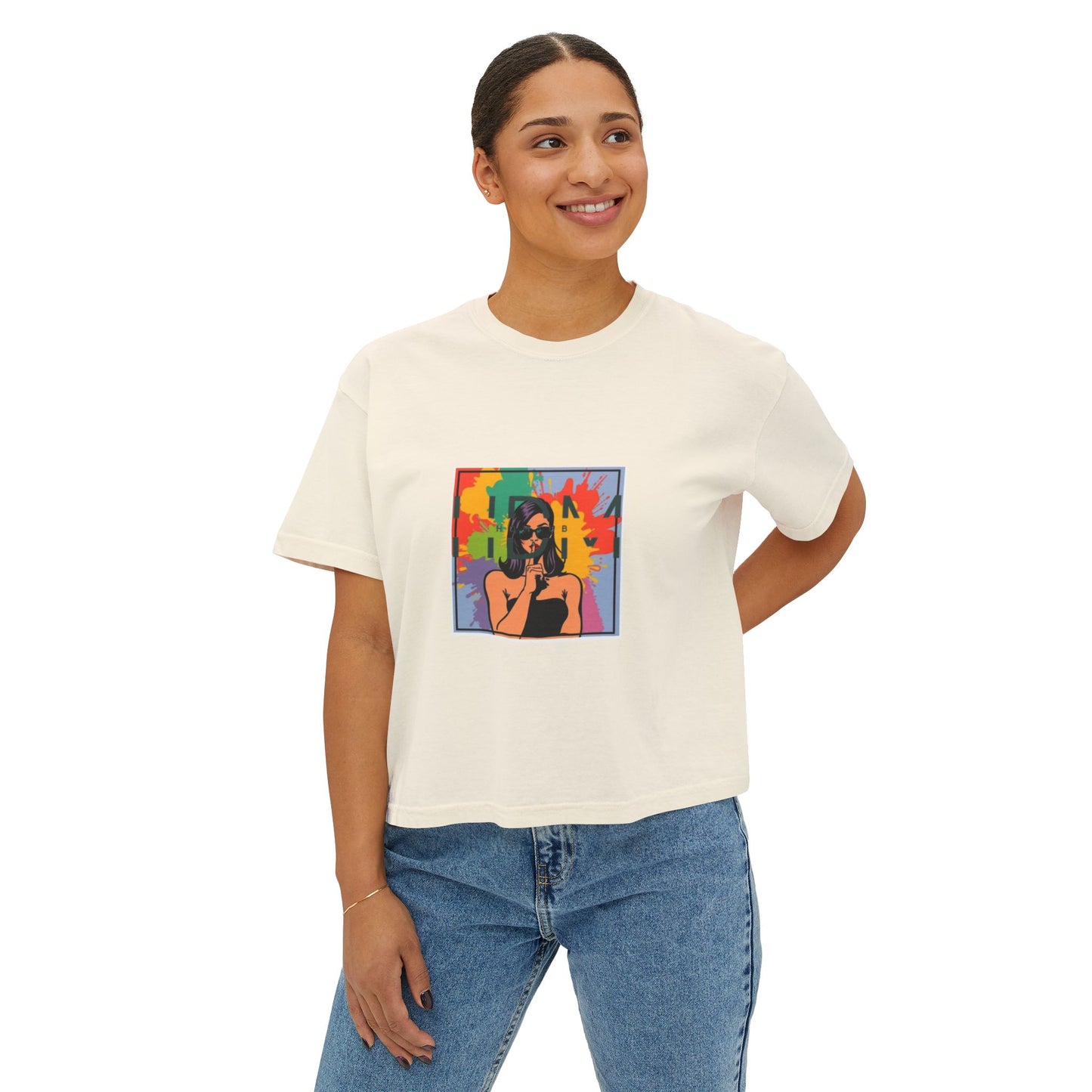 Colorful Graphic Women's Boxy Tee - Trendy, Casual, Summer Fashion, Gift for Her, Artsy Style
