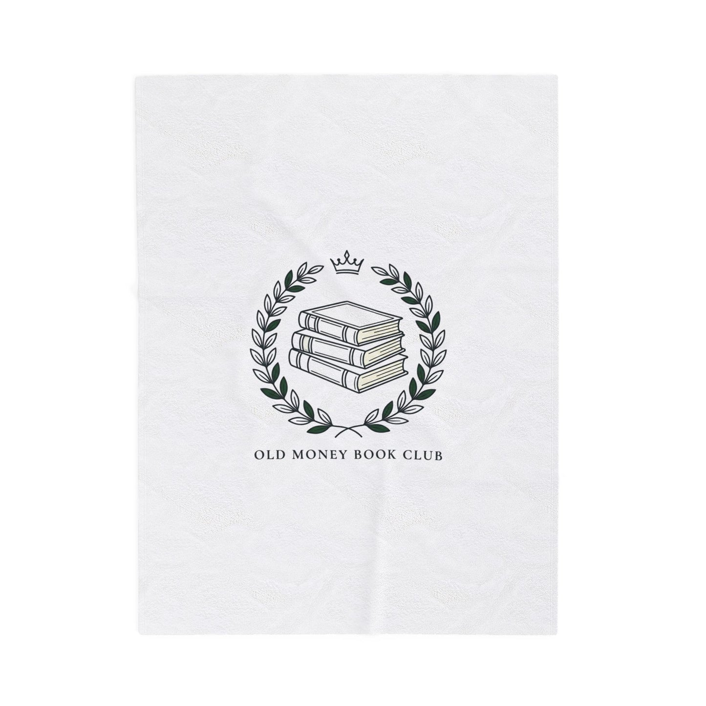 Old Money Book Club Velveteen Blanket | quiet luxury, minimalist, serif, monochrome