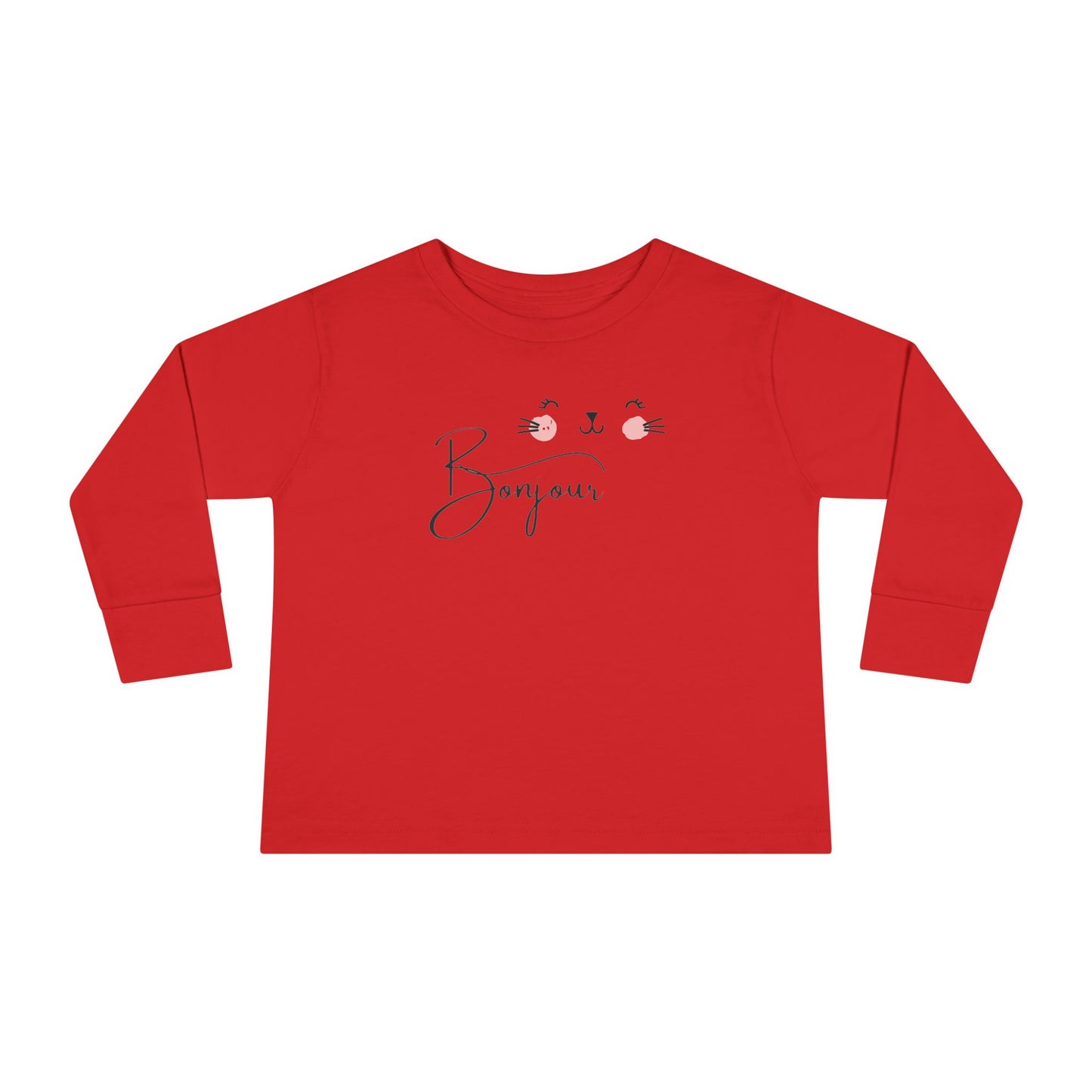 Toddler Long Sleeve Tee, Bonjour Shirt, French Toddler Top, Kids Long Sleeve Tee, Kids French Shirt, Children's Bonjour Shirt