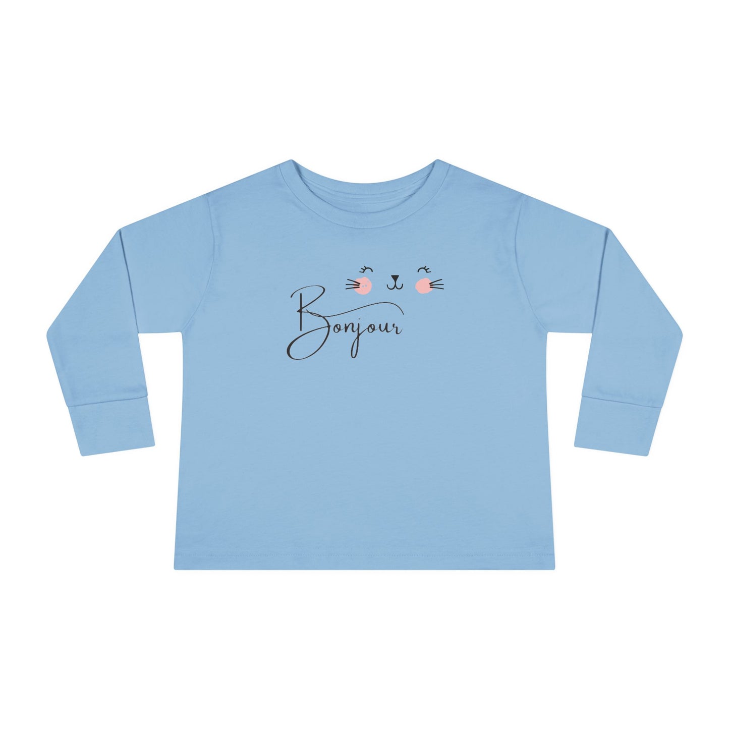 Toddler Long Sleeve Tee, Bonjour Shirt, French Toddler Top, Kids Long Sleeve Tee, Kids French Shirt, Children's Bonjour Shirt