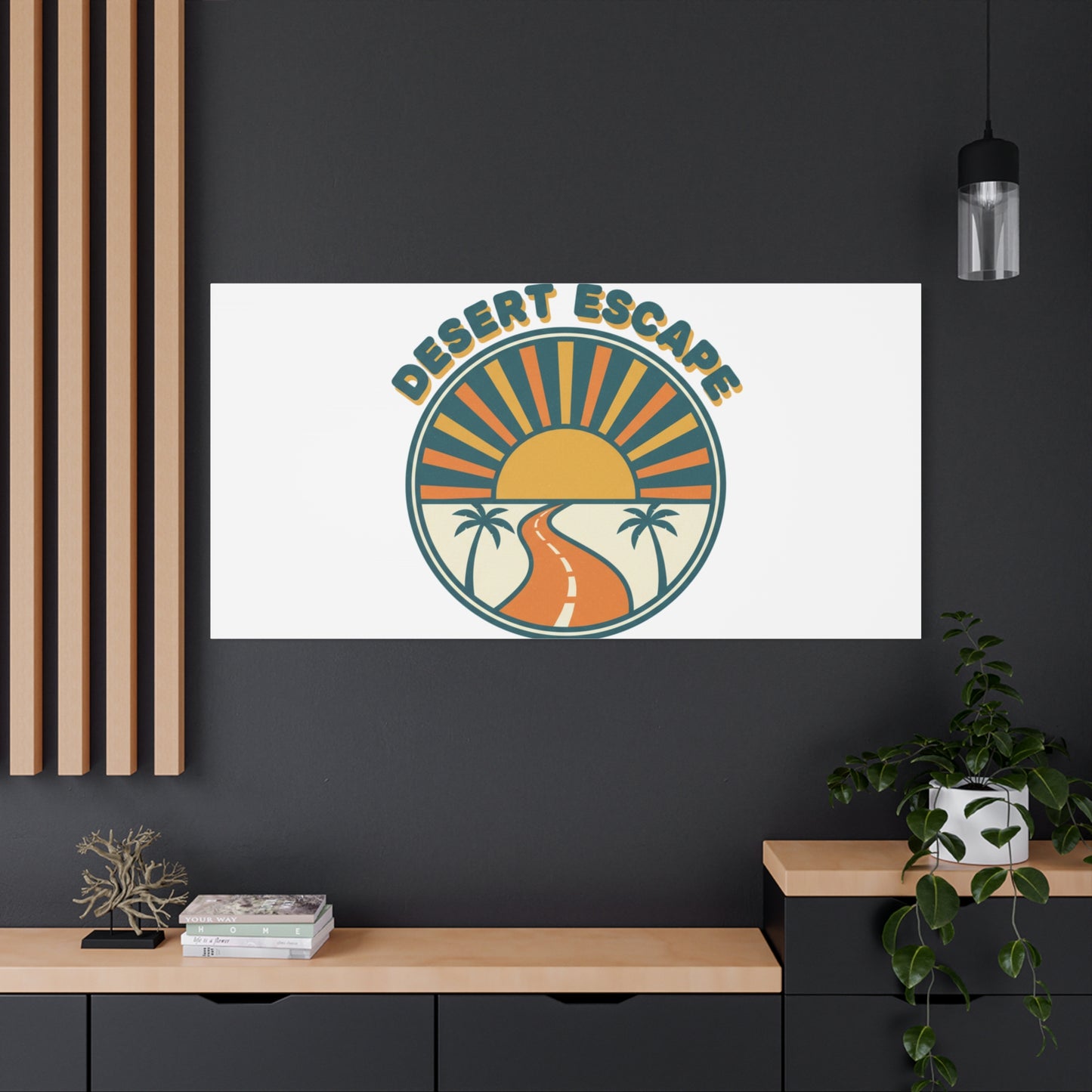Desert Escape Sunset Canvas | 70s Sunset Retro Palm Poster