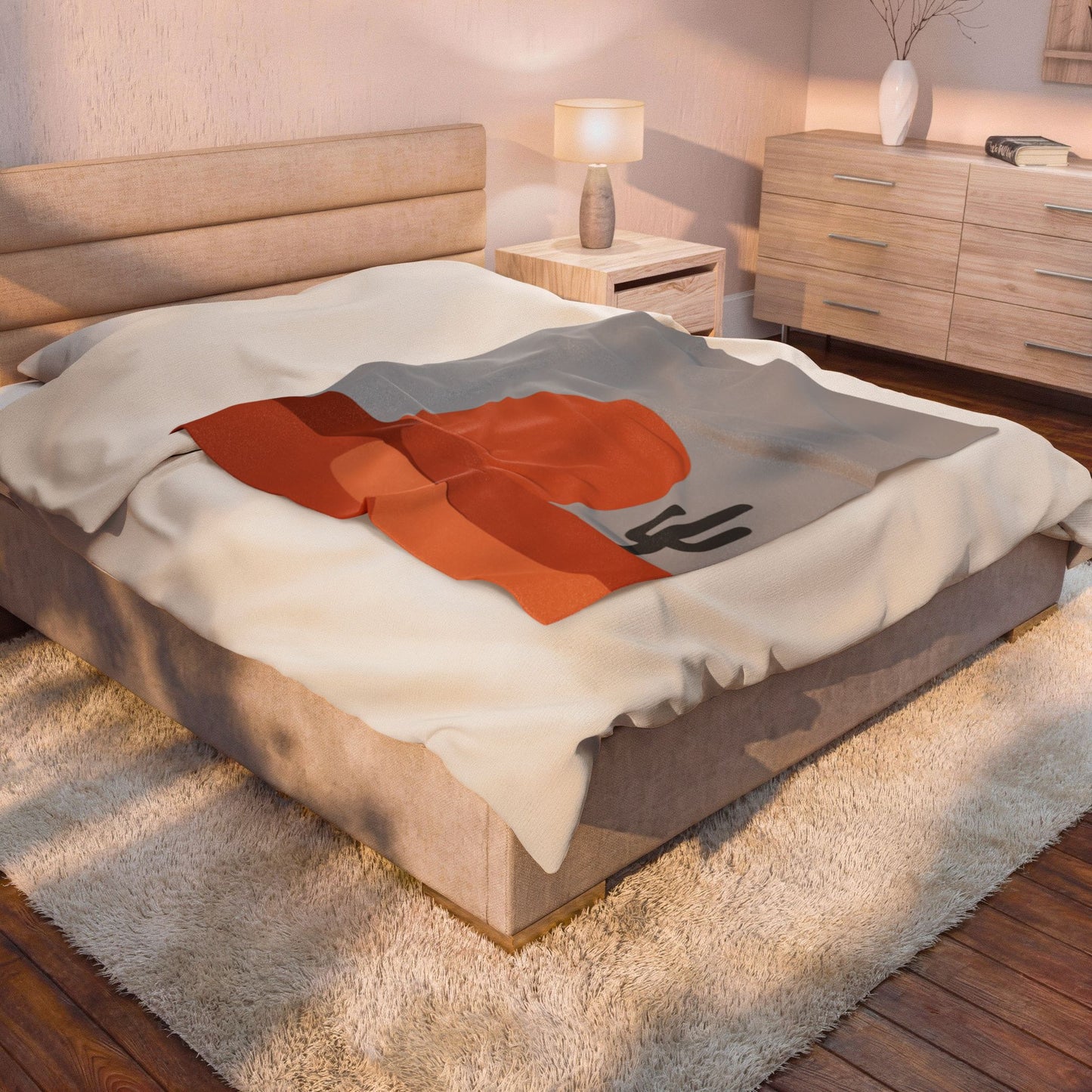 Desert Sunset Minimalist Mesa Blanket | Southwestern adobe-inspired wall art throw