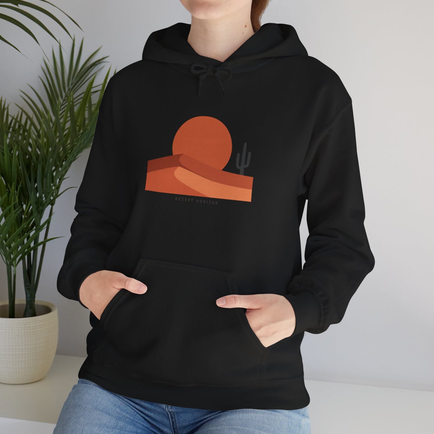 Desert Sunset Minimalist Mesa Hoodie | Southwestern adobe-inspired art