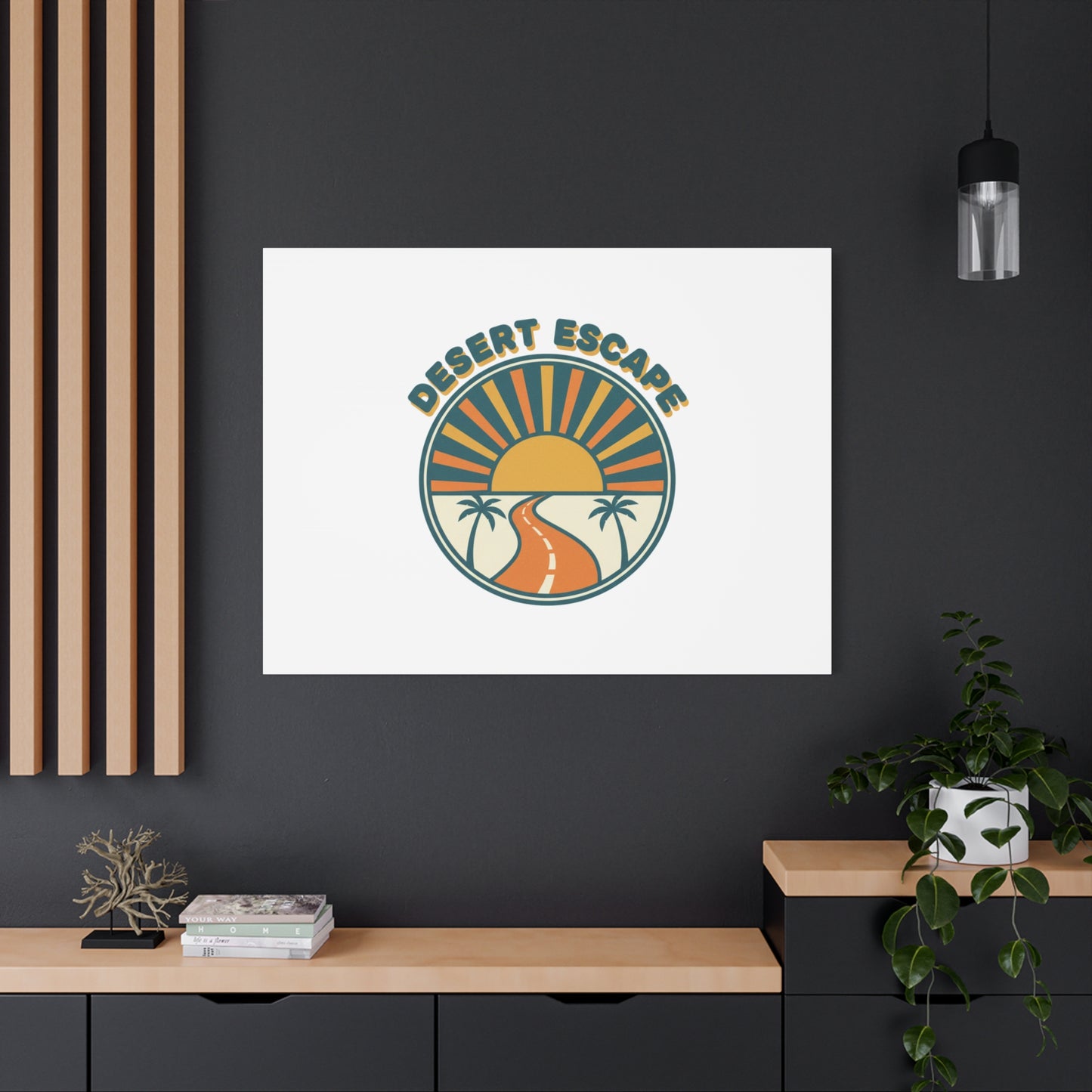 Desert Escape Sunset Canvas | 70s Sunset Retro Palm Poster