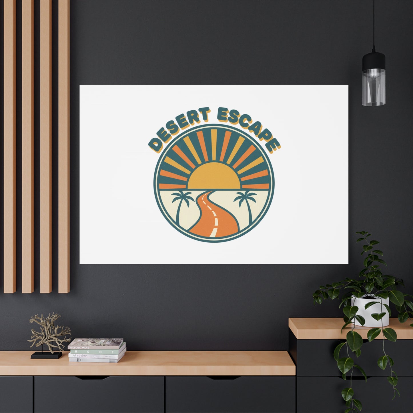 Desert Escape Sunset Canvas | 70s Sunset Retro Palm Poster