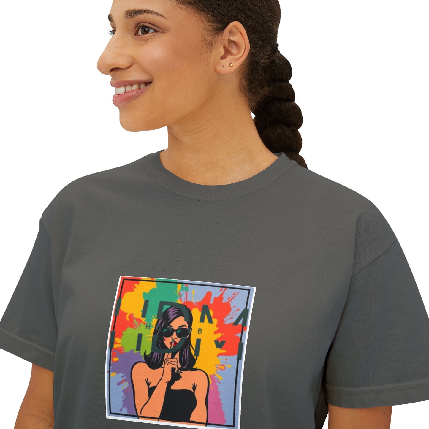 Colorful Graphic Women's Boxy Tee - Trendy, Casual, Summer Fashion, Gift for Her, Artsy Style