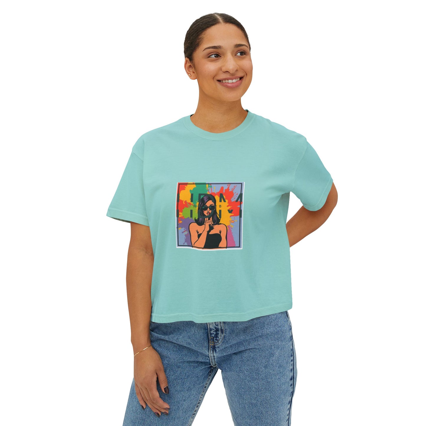 Colorful Graphic Women's Boxy Tee - Trendy, Casual, Summer Fashion, Gift for Her, Artsy Style