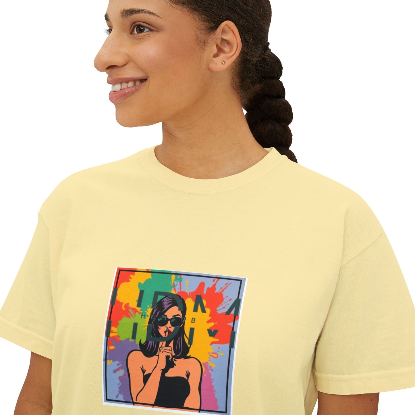 Colorful Graphic Women's Boxy Tee - Trendy, Casual, Summer Fashion, Gift for Her, Artsy Style