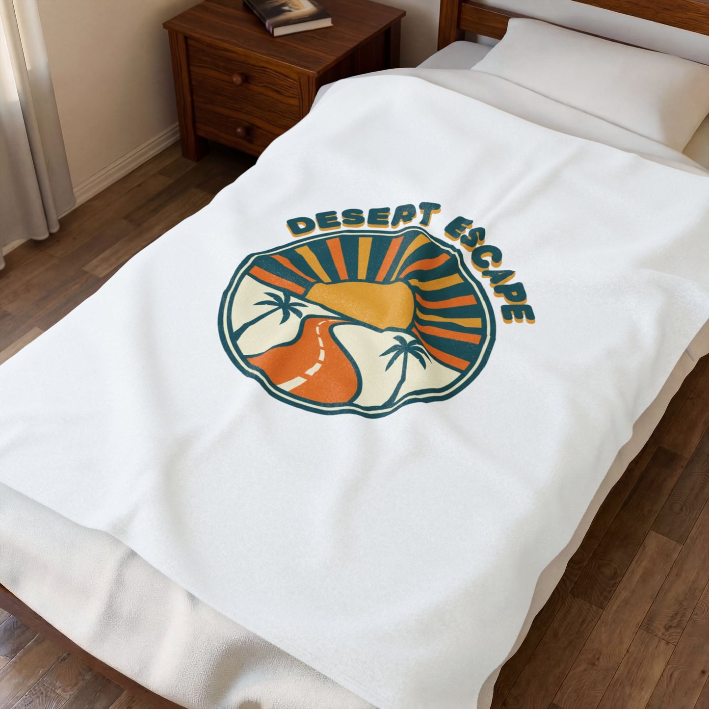 Desert Escape Sunset Blanket | 70s Retro Palm, Golden Hour Vintage