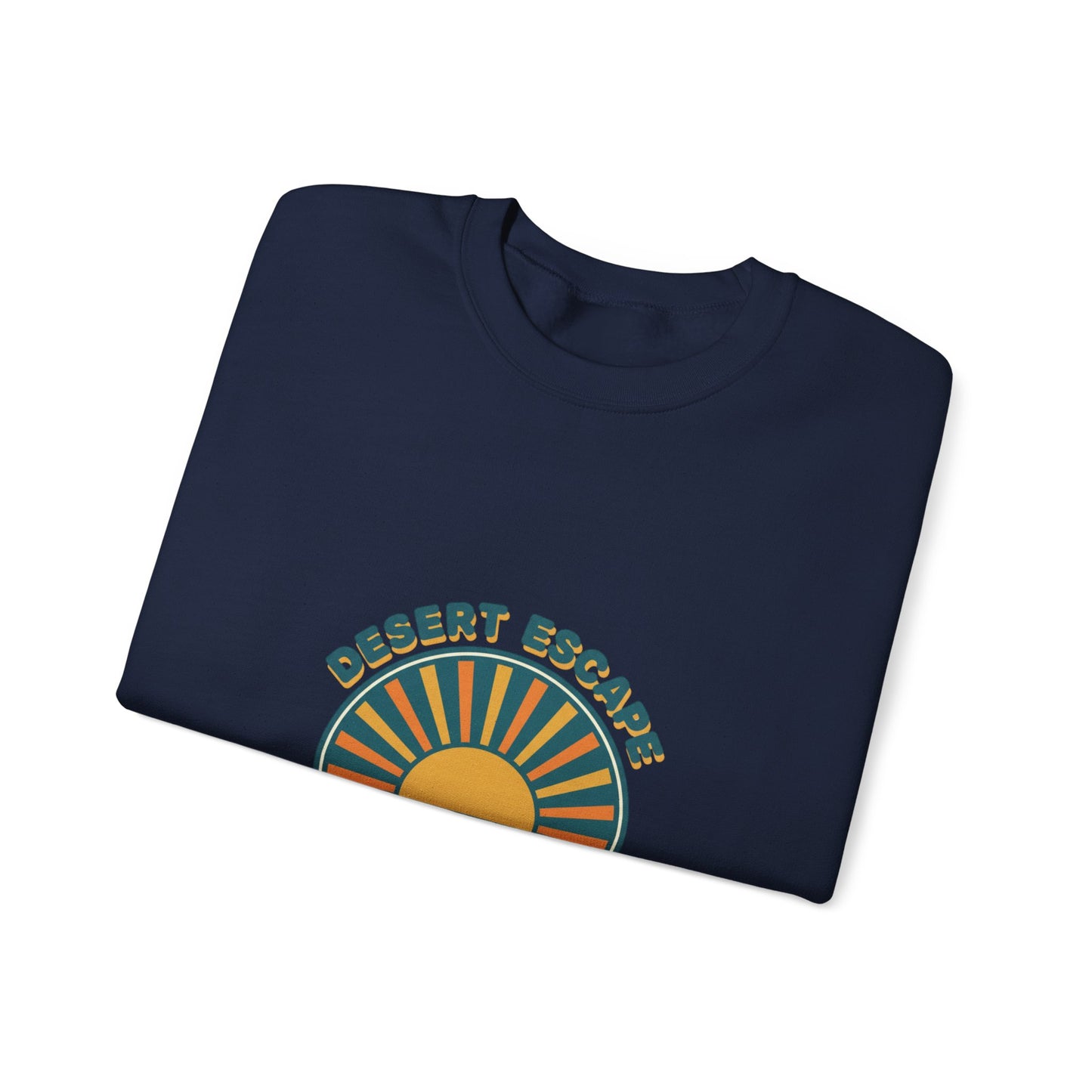 Desert Escape Sunset Crewneck, 70s Retro Surf Graphic | Vintage Palm Postcard