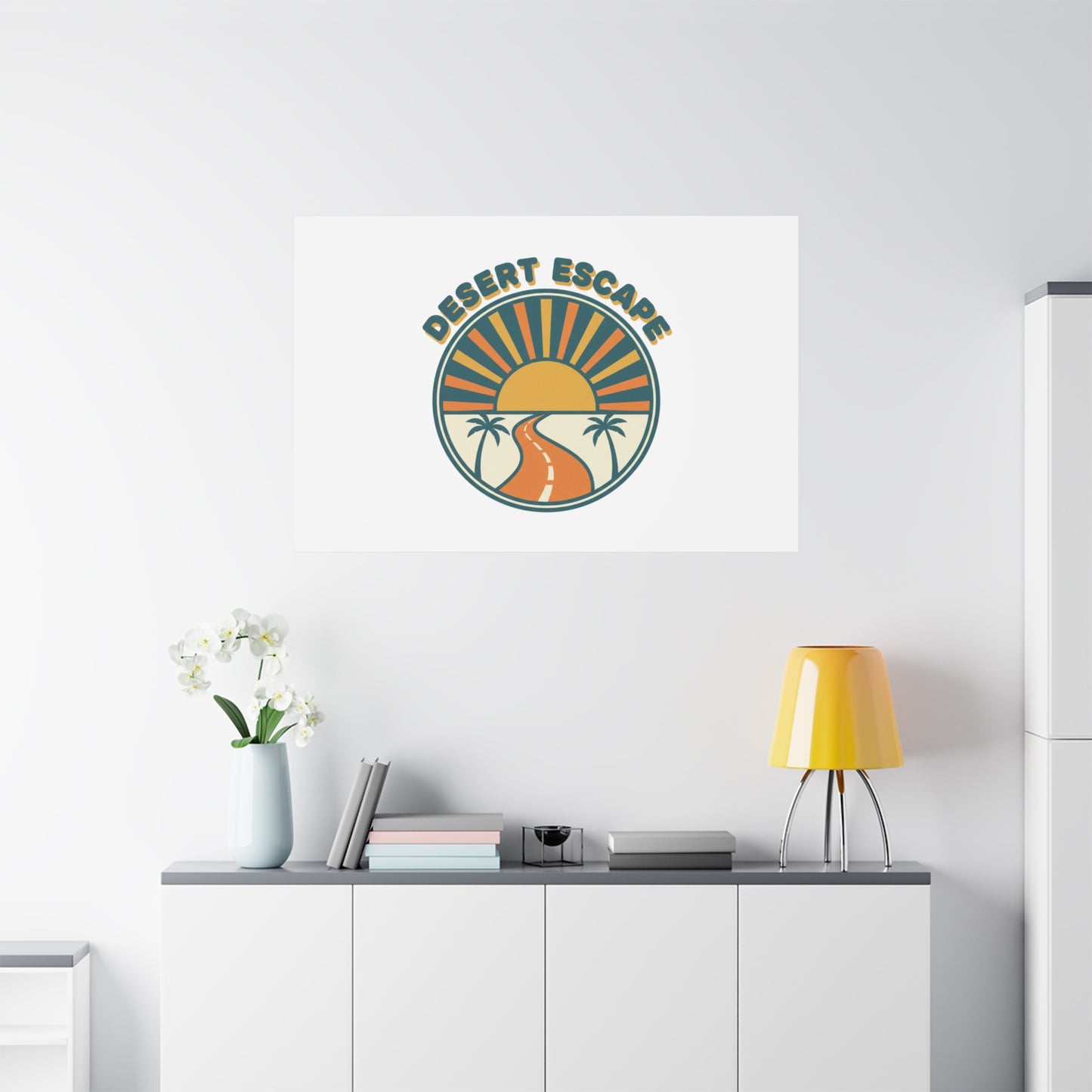Desert Escape Sunset Canvas | 70s Sunset Retro Palm Poster