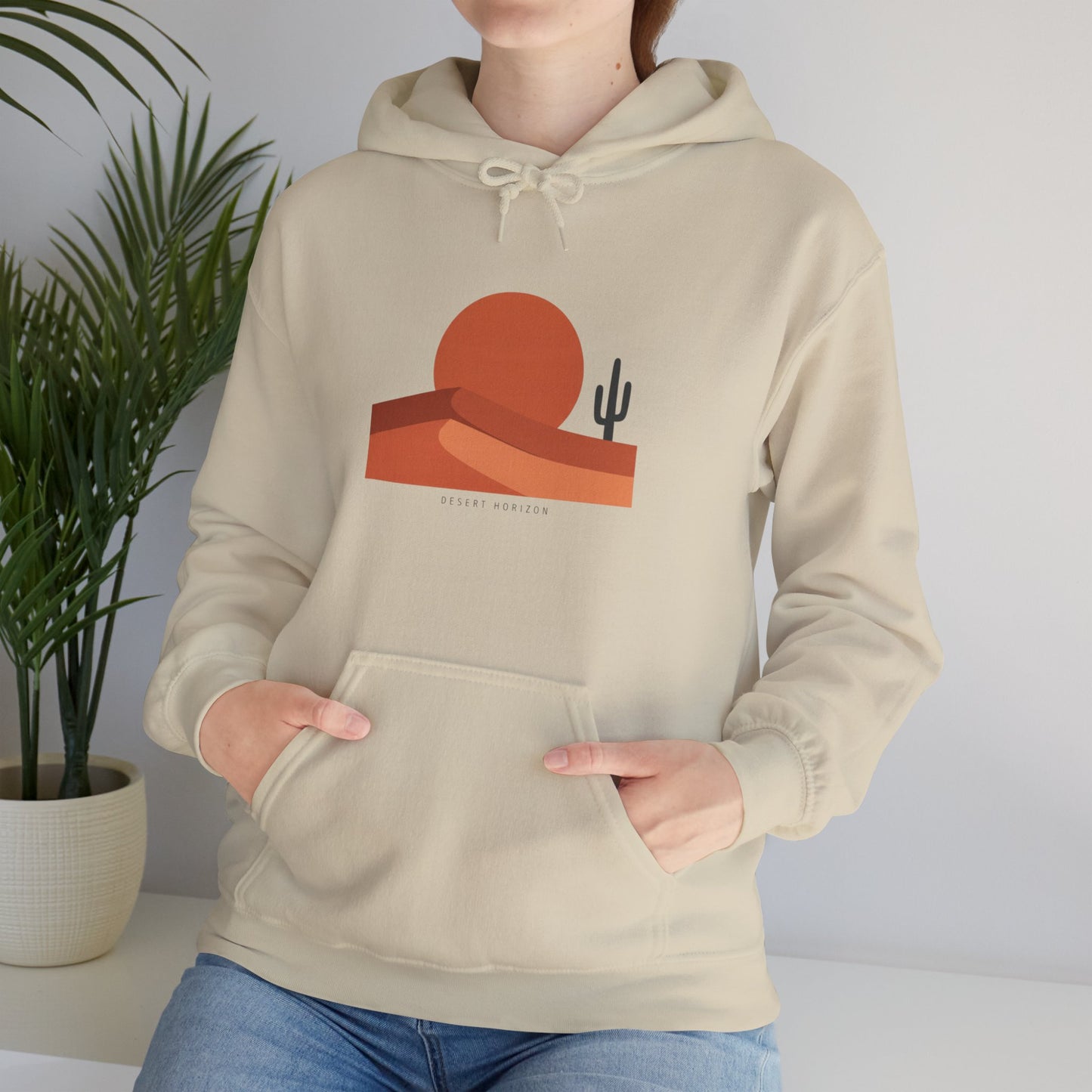 Desert Sunset Minimalist Mesa Hoodie | Southwestern adobe-inspired art