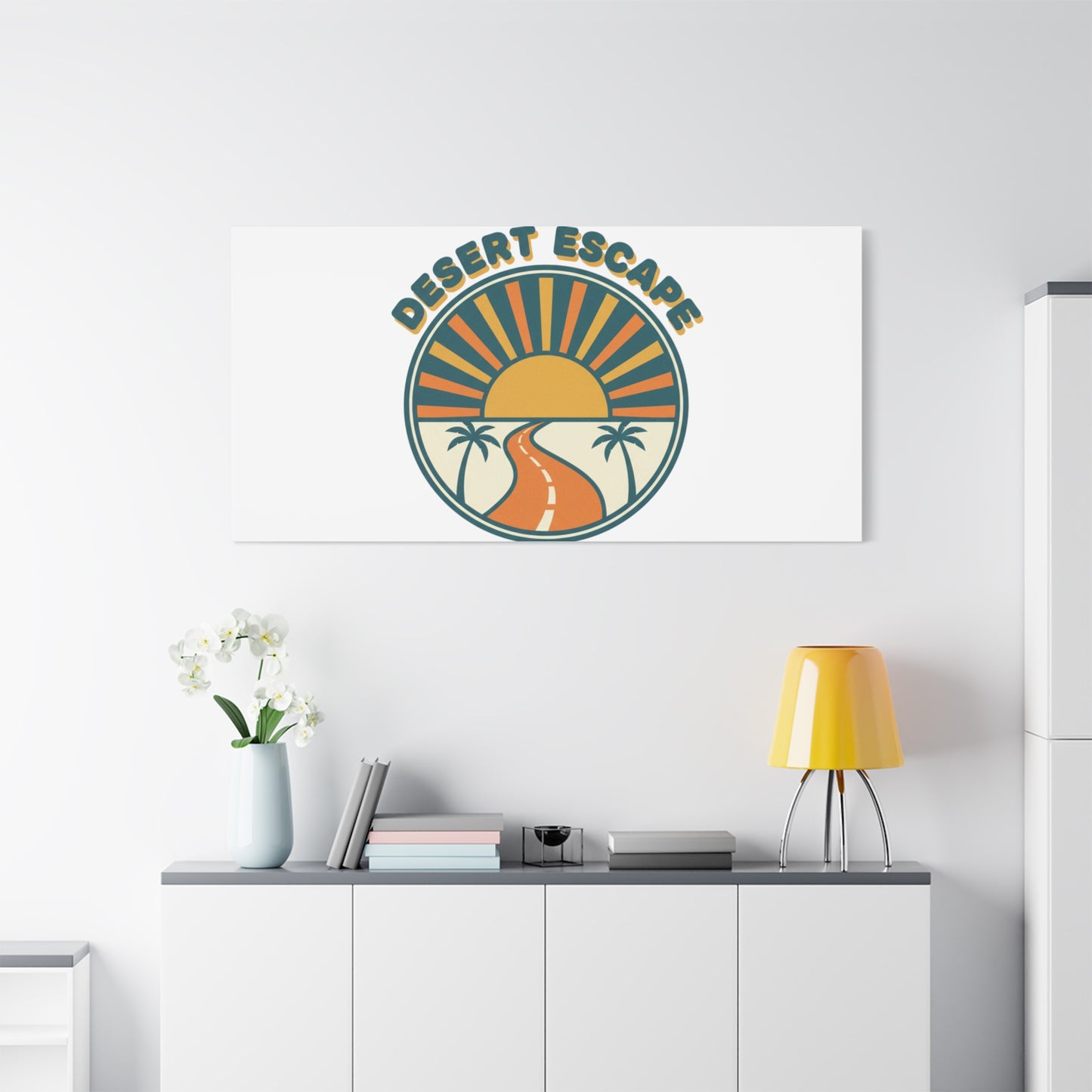Desert Escape Sunset Canvas | 70s Sunset Retro Palm Poster
