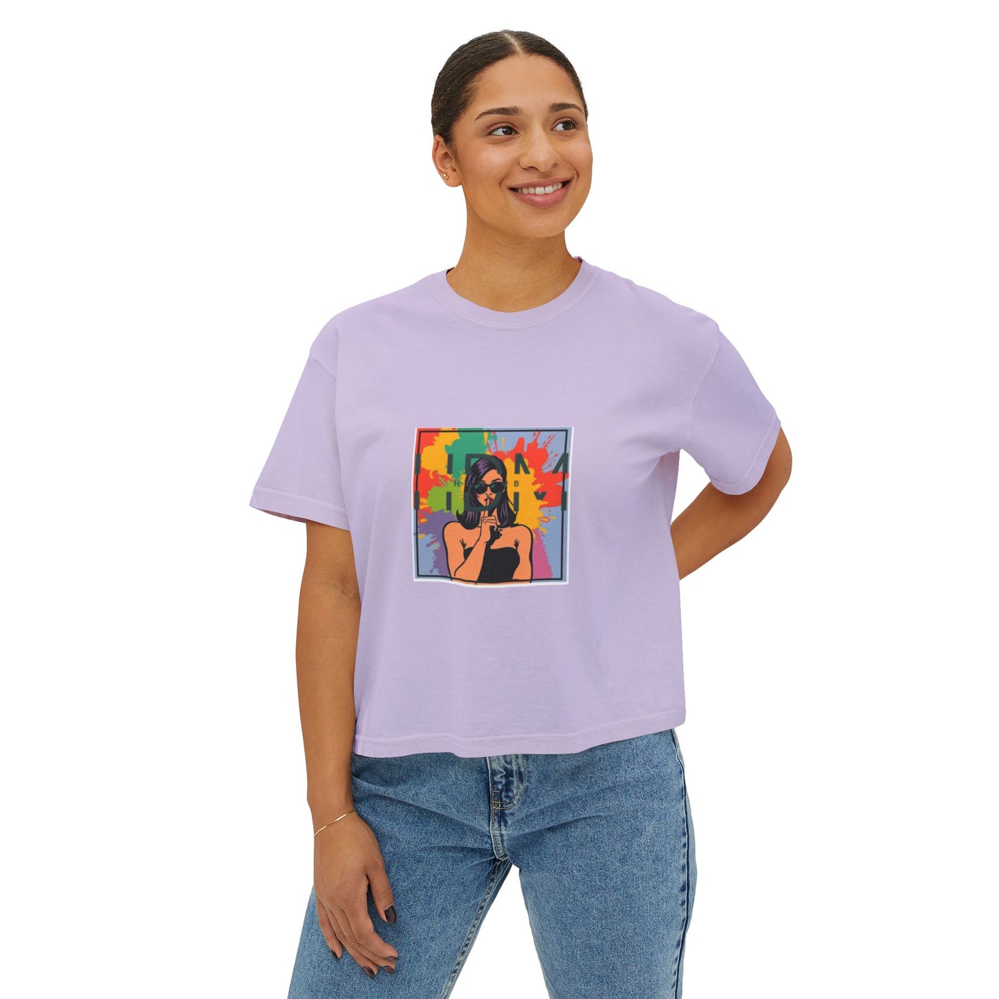 Colorful Graphic Women's Boxy Tee - Trendy, Casual, Summer Fashion, Gift for Her, Artsy Style