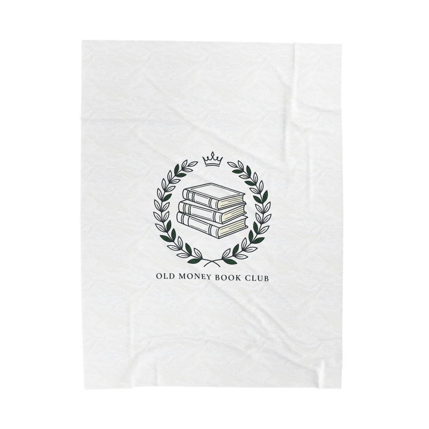 Old Money Book Club Velveteen Blanket | quiet luxury, minimalist, serif, monochrome