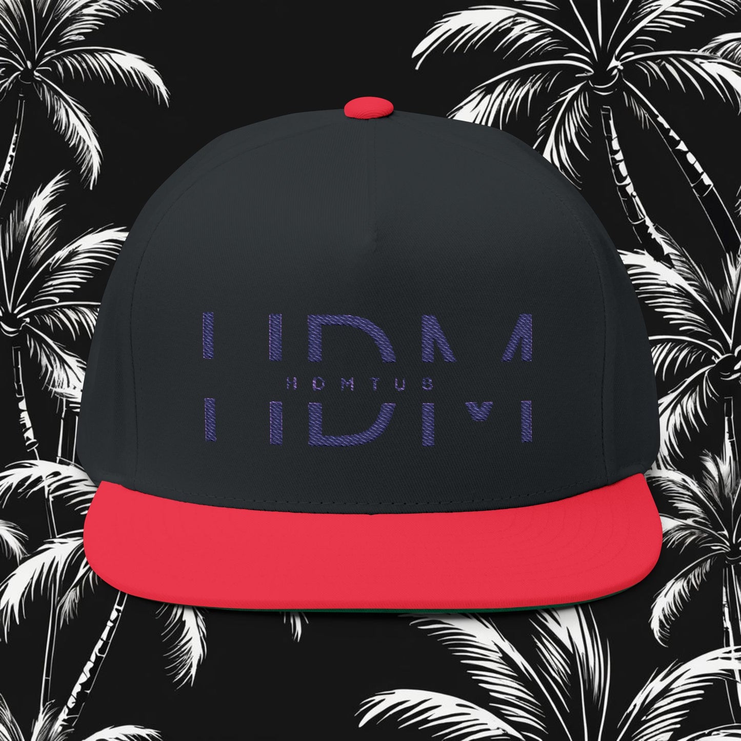 Embroidered Flat Bill Cap - HDMTub Design, Hat, Baseball Cap, Snapback, Hip Hop Cap, Accessories, Streetwear