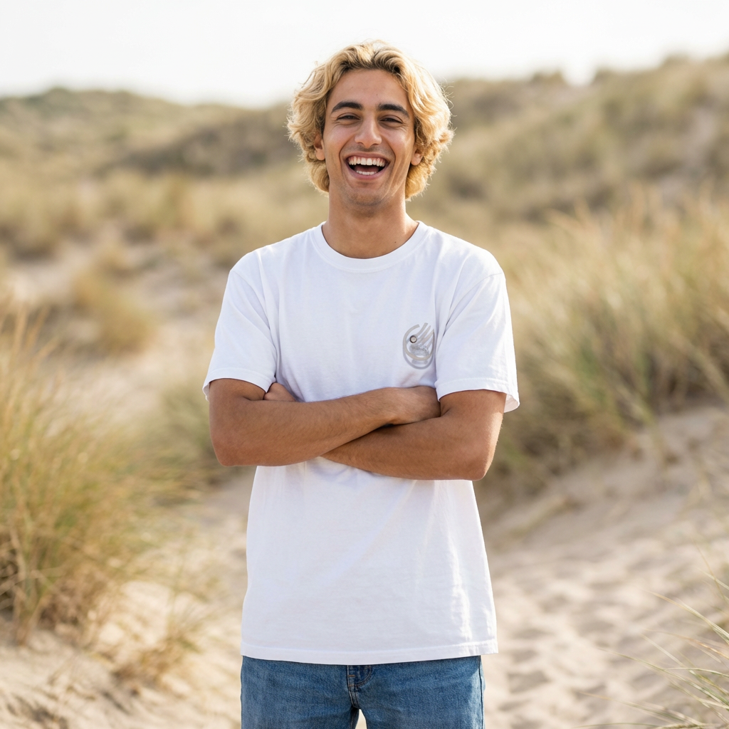 Minimalist 'OK' Hand Logo T-Shirt — Subtle Chest Pocket Graphic