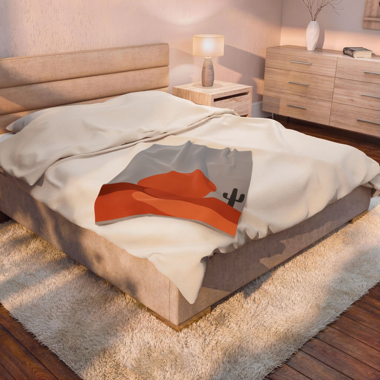 Desert Sunset Minimalist Mesa Blanket | Southwestern adobe-inspired wall art throw