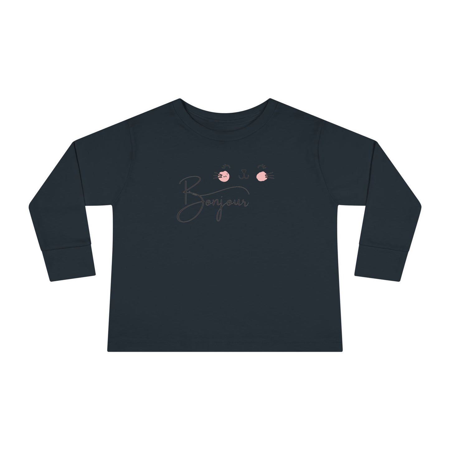 Toddler Long Sleeve Tee, Bonjour Shirt, French Toddler Top, Kids Long Sleeve Tee, Kids French Shirt, Children's Bonjour Shirt