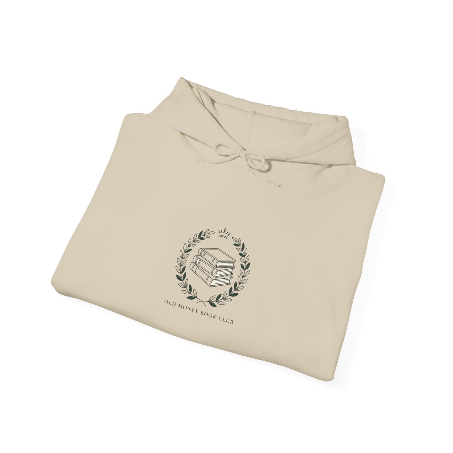 Laurel Crest Serif Hoodie | Old Money Minimalist, Monochrome Quiet Luxury