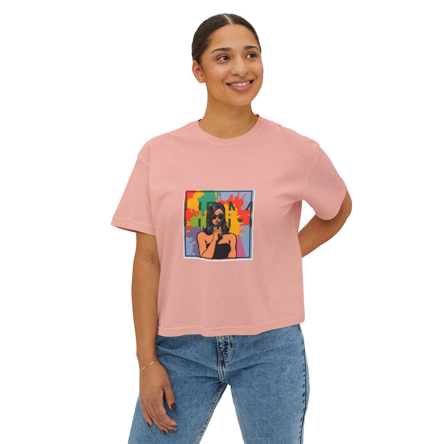 Colorful Graphic Women's Boxy Tee - Trendy, Casual, Summer Fashion, Gift for Her, Artsy Style