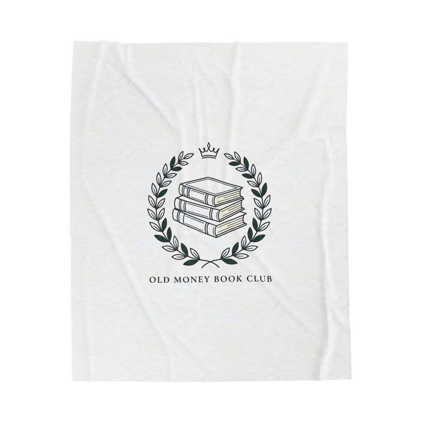 Old Money Book Club Velveteen Blanket | quiet luxury, minimalist, serif, monochrome