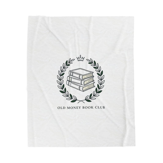 Old Money Book Club Velveteen Blanket | quiet luxury, minimalist, serif, monochrome
