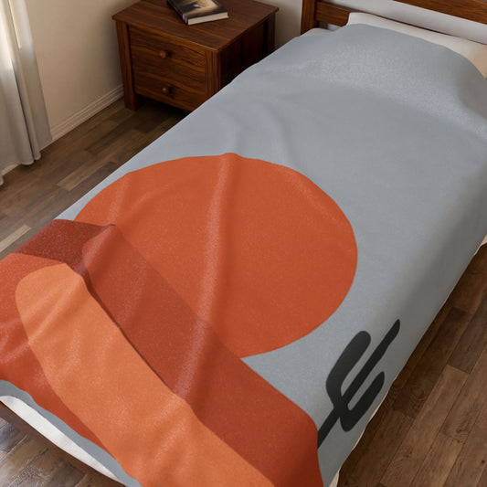 Desert Sunset Minimalist Mesa Blanket | Southwestern adobe-inspired wall art throw