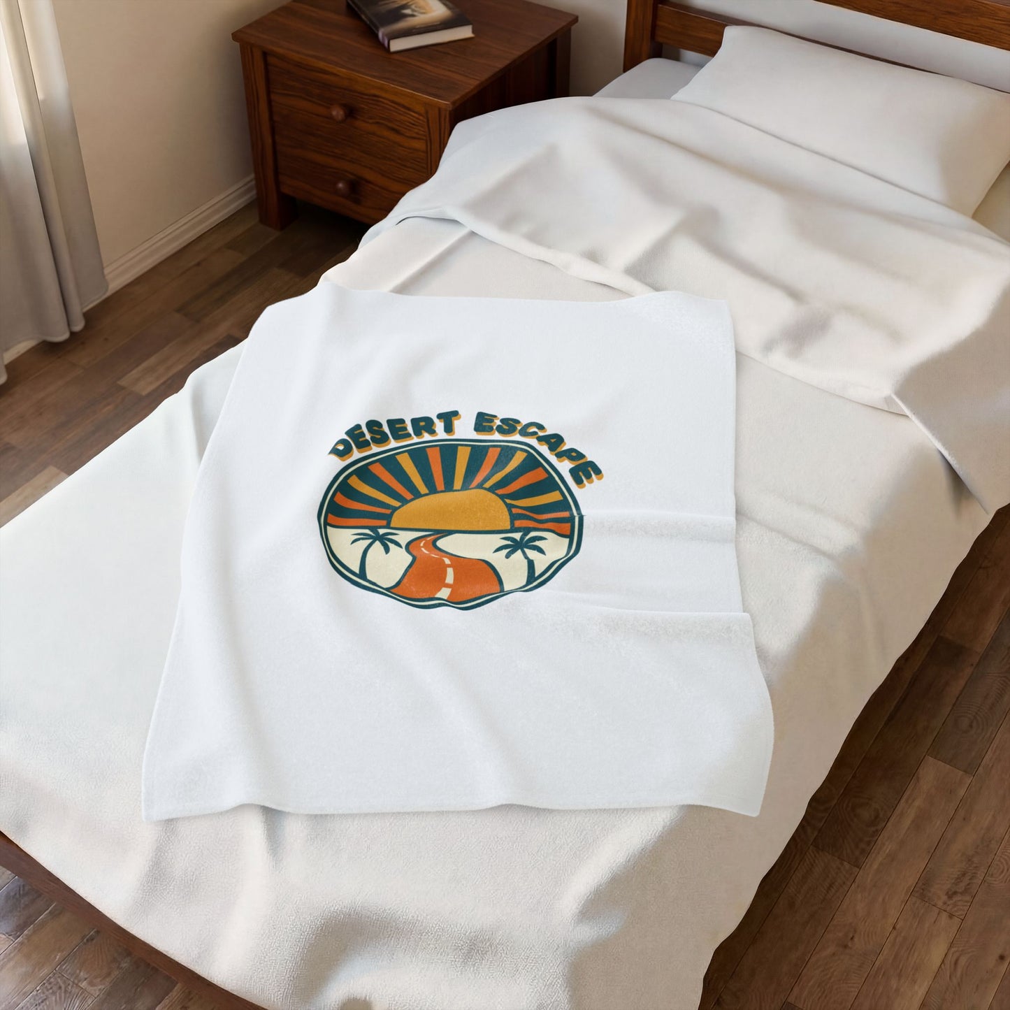Desert Escape Sunset Blanket | 70s Retro Palm, Golden Hour Vintage