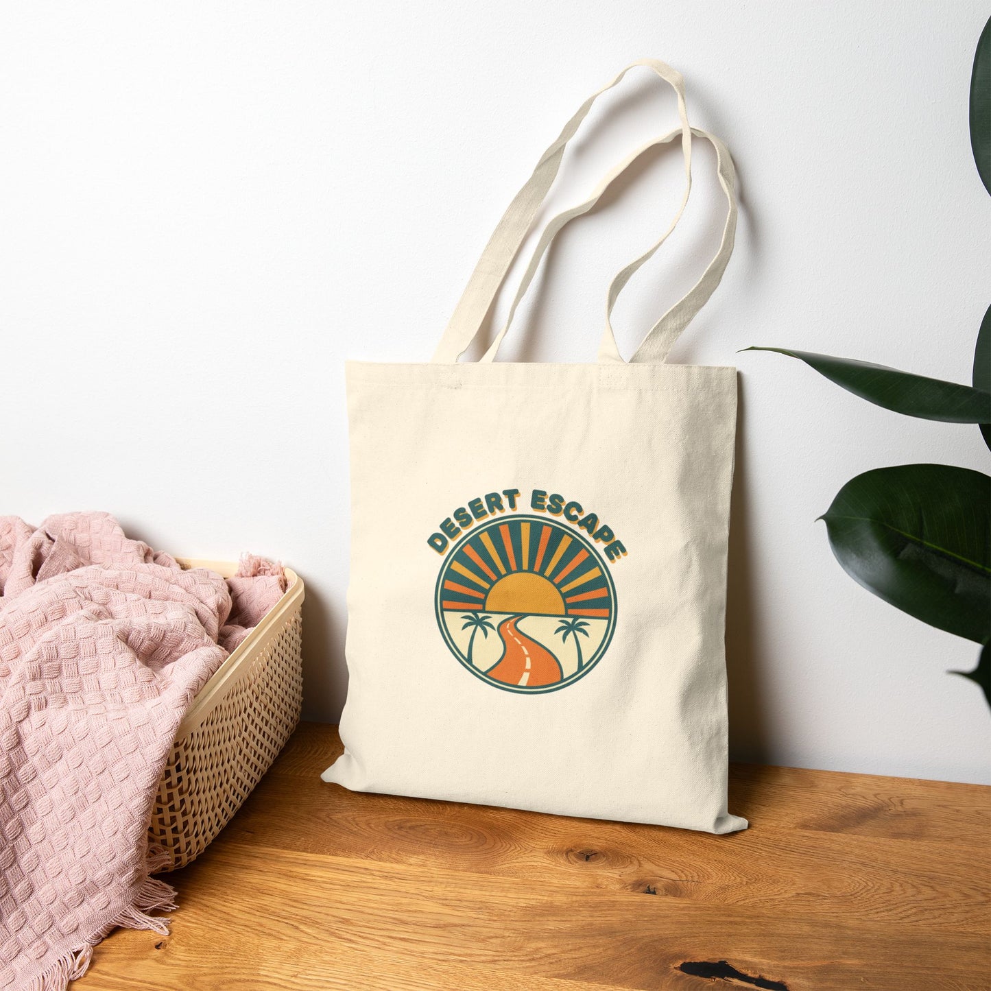 Desert Escape Tote | 70s Sunset Retro Palm Canvas Tote