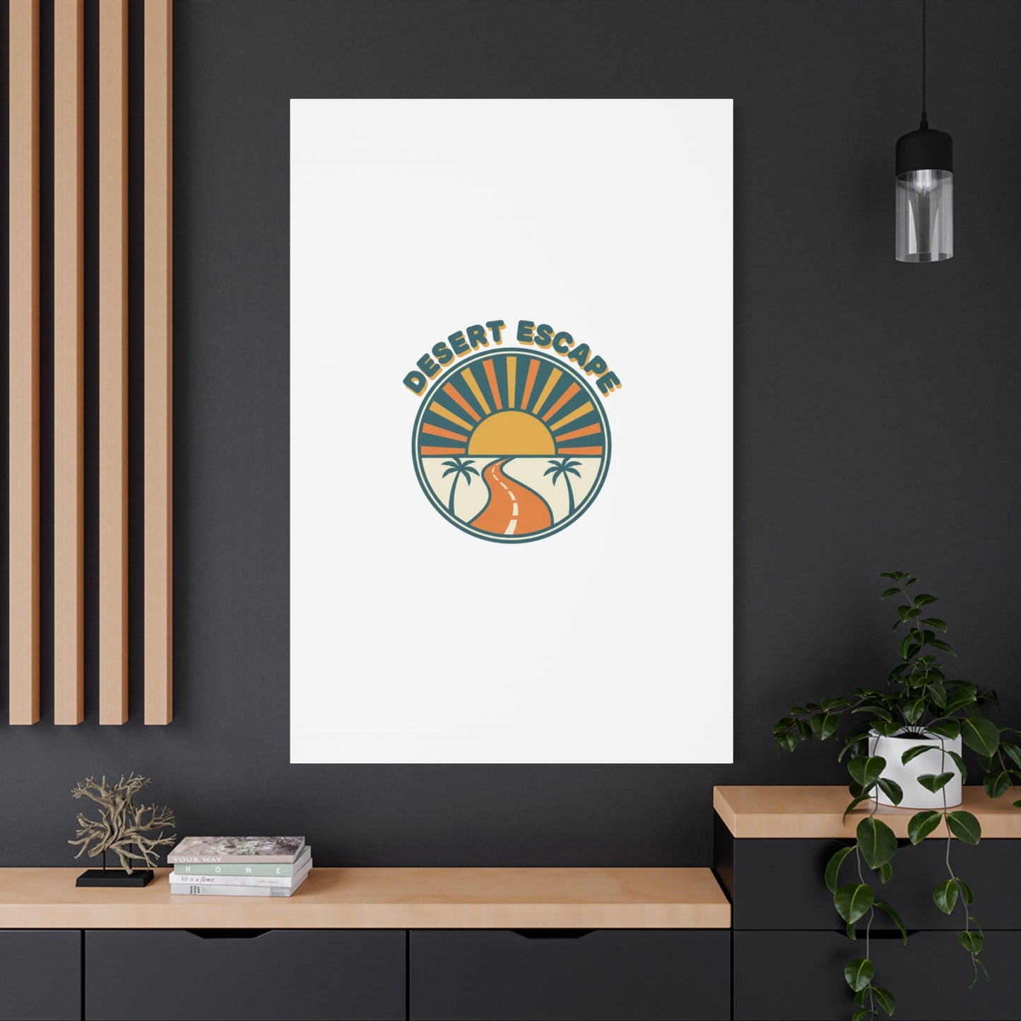 Desert Escape Sunset Canvas | 70s Sunset Retro Palm Poster