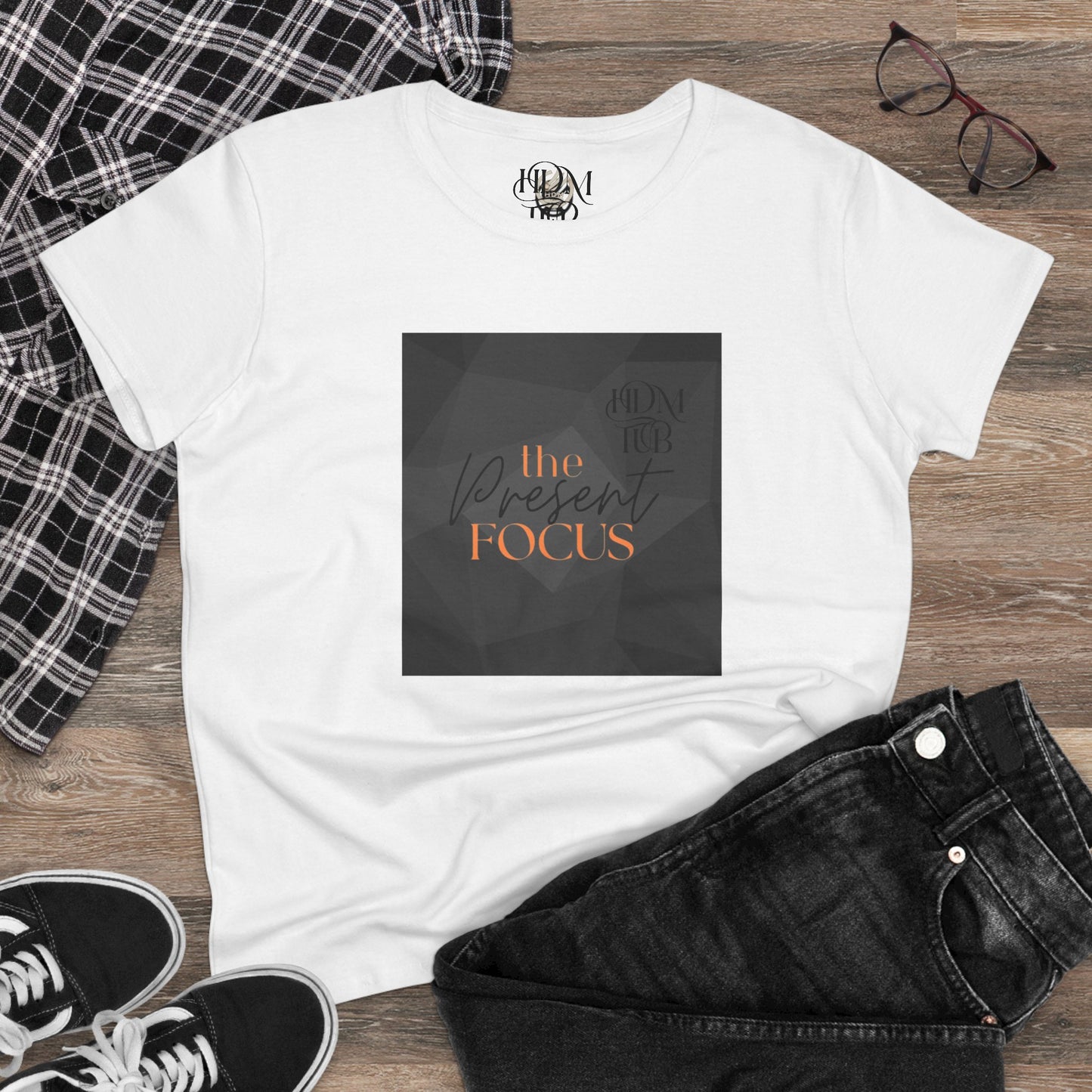 T-Shirt, The Present Focus, Women's Tee, Cotton Tee, Graphic Tee, Meditation Shirt