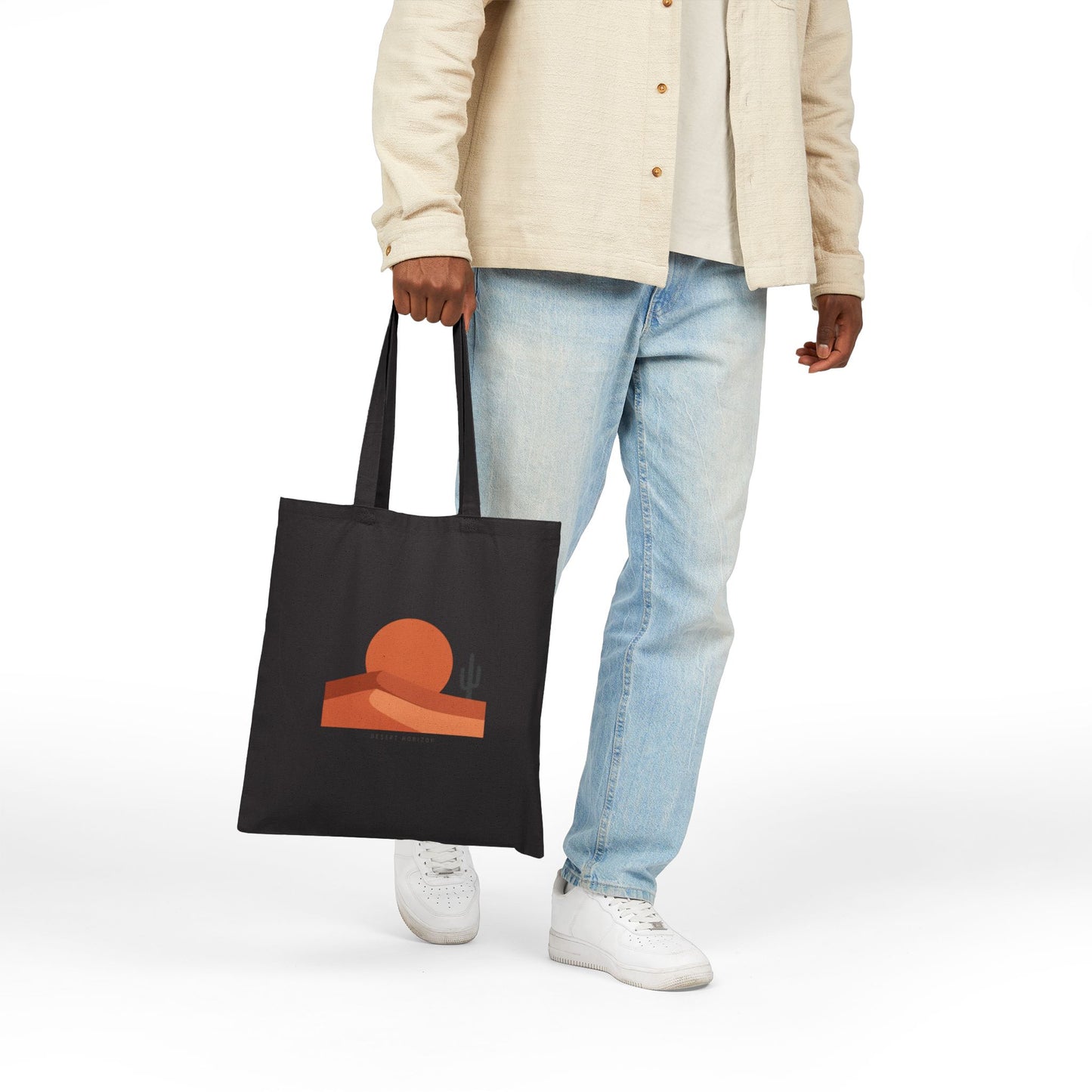 Desert Sunset Minimalist Tote | Southwestern mesa, adobe-inspired neutral art