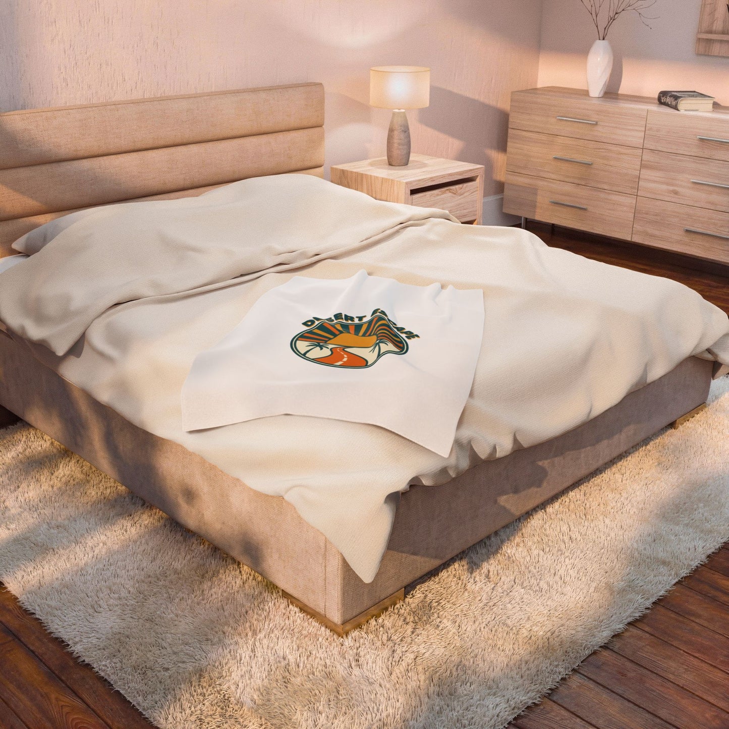 Desert Escape Sunset Blanket | 70s Retro Palm, Golden Hour Vintage