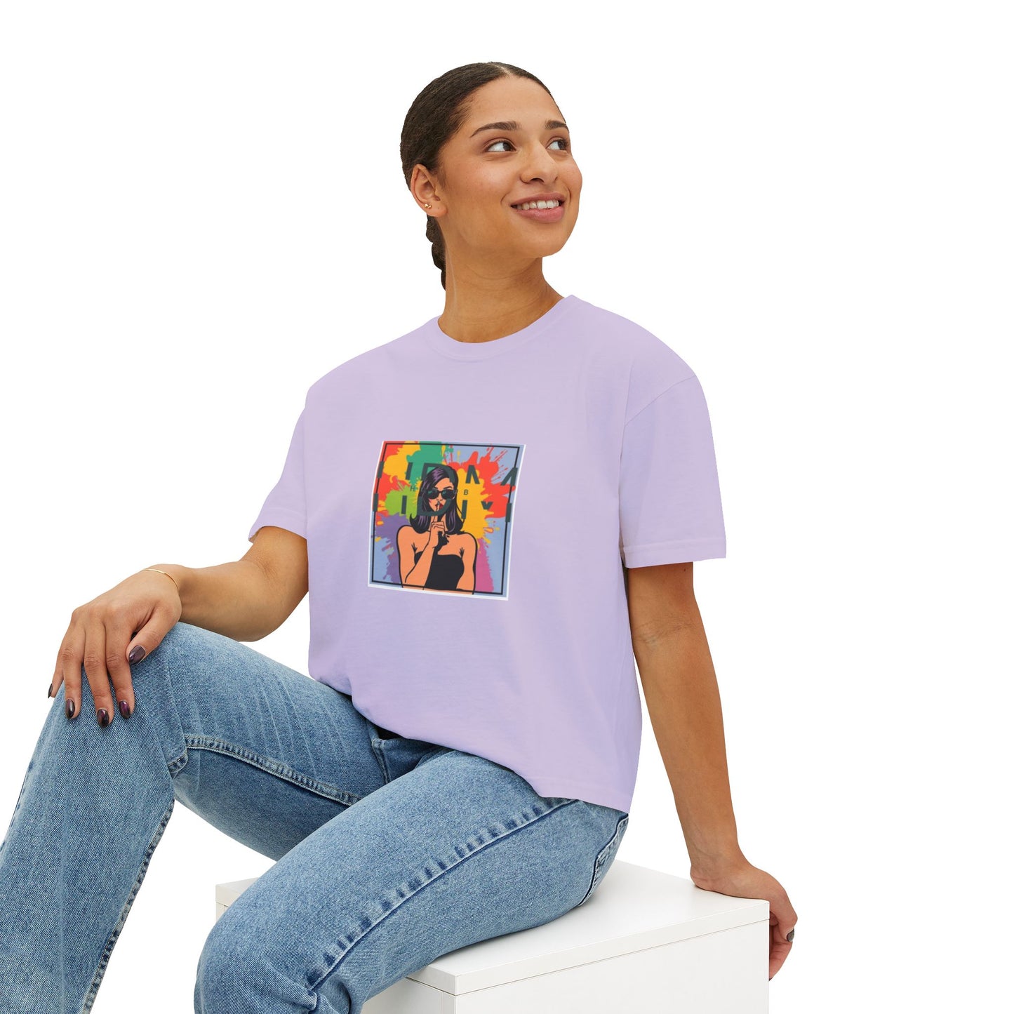 Colorful Graphic Women's Boxy Tee - Trendy, Casual, Summer Fashion, Gift for Her, Artsy Style