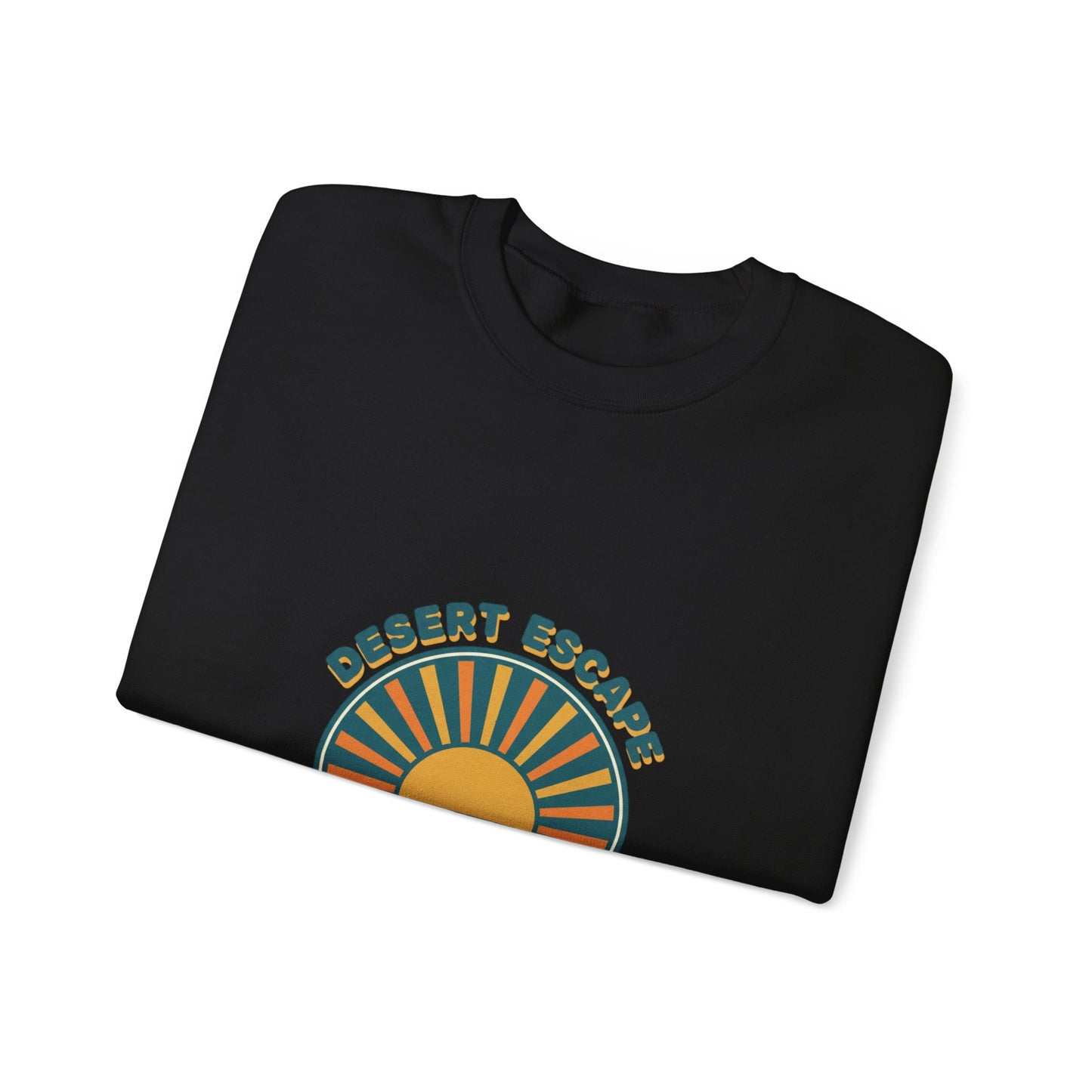 Desert Escape Sunset Crewneck, 70s Retro Surf Graphic | Vintage Palm Postcard