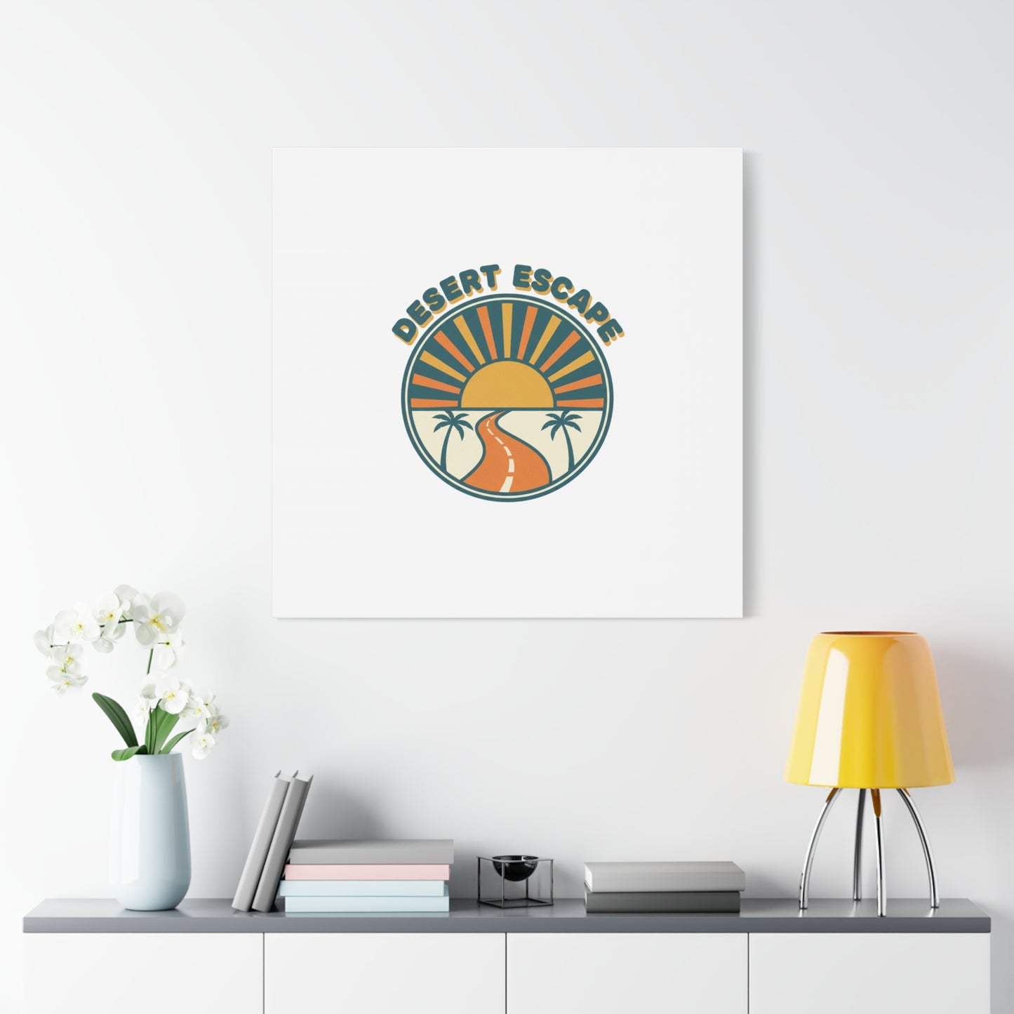Desert Escape Sunset Canvas | 70s Sunset Retro Palm Poster