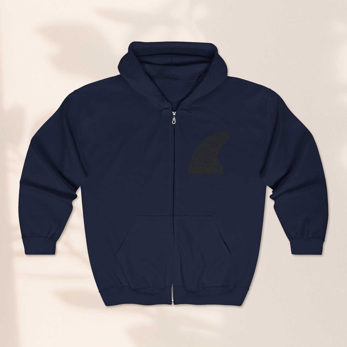 Shark Surfboards Hoodie, Beach Vibes Unisex Zip Sweatshirt, Ocean Lover Gift, Coastal Apparel, Surfing Jacket, Fin Design Outerwear