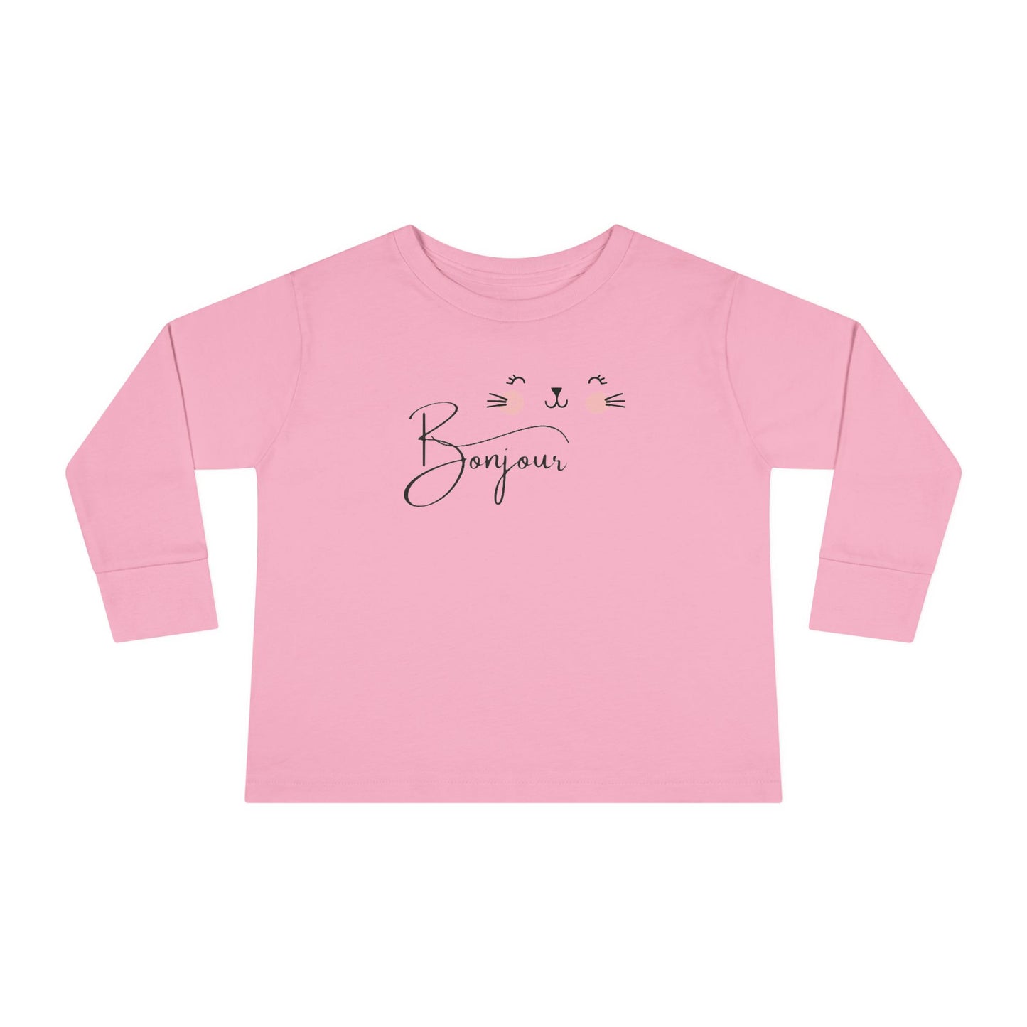 Toddler Long Sleeve Tee, Bonjour Shirt, French Toddler Top, Kids Long Sleeve Tee, Kids French Shirt, Children's Bonjour Shirt