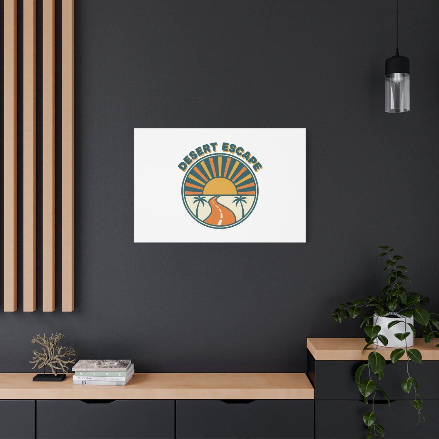 Desert Escape Sunset Canvas | 70s Sunset Retro Palm Poster