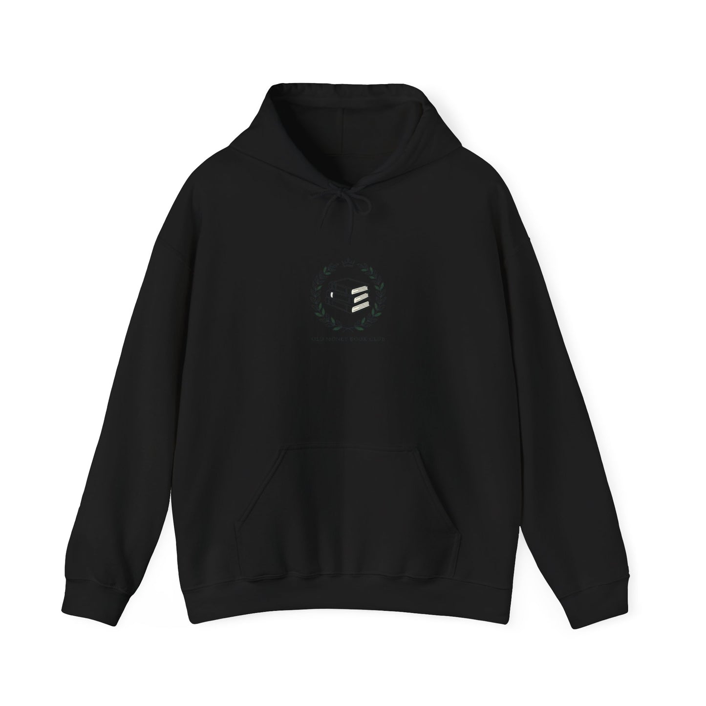 Laurel Crest Serif Hoodie | Old Money Minimalist, Monochrome Quiet Luxury