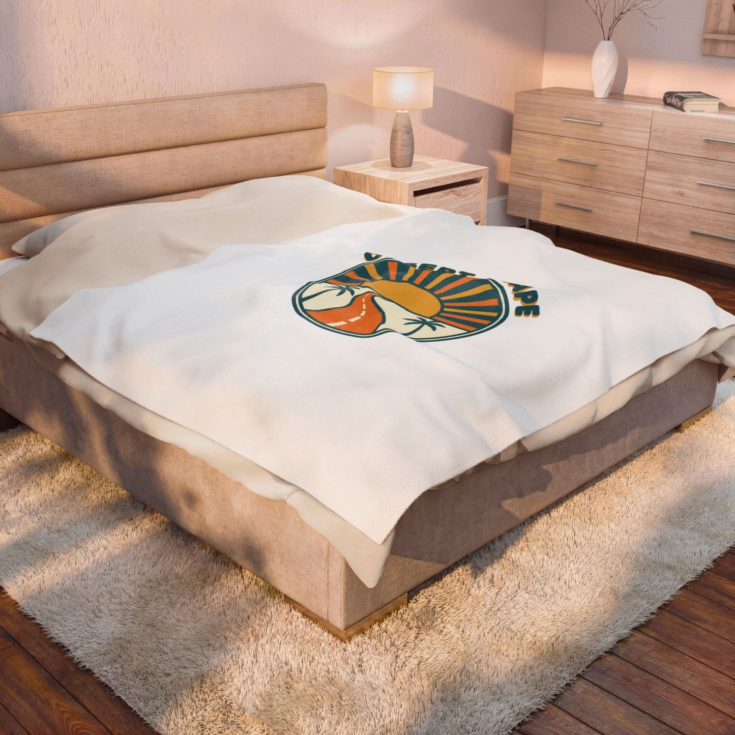 Desert Escape Sunset Blanket | 70s Retro Palm, Golden Hour Vintage