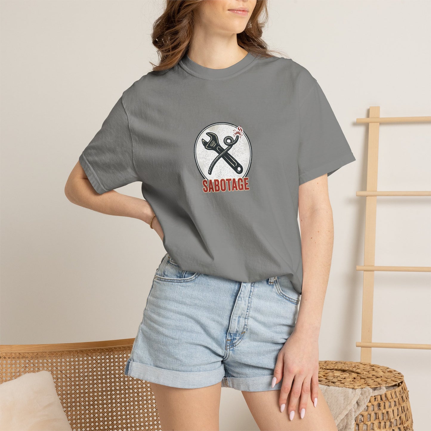 Sabotage Wrench Logo T-Shirt — Mechanic Tools Graphic Tee
