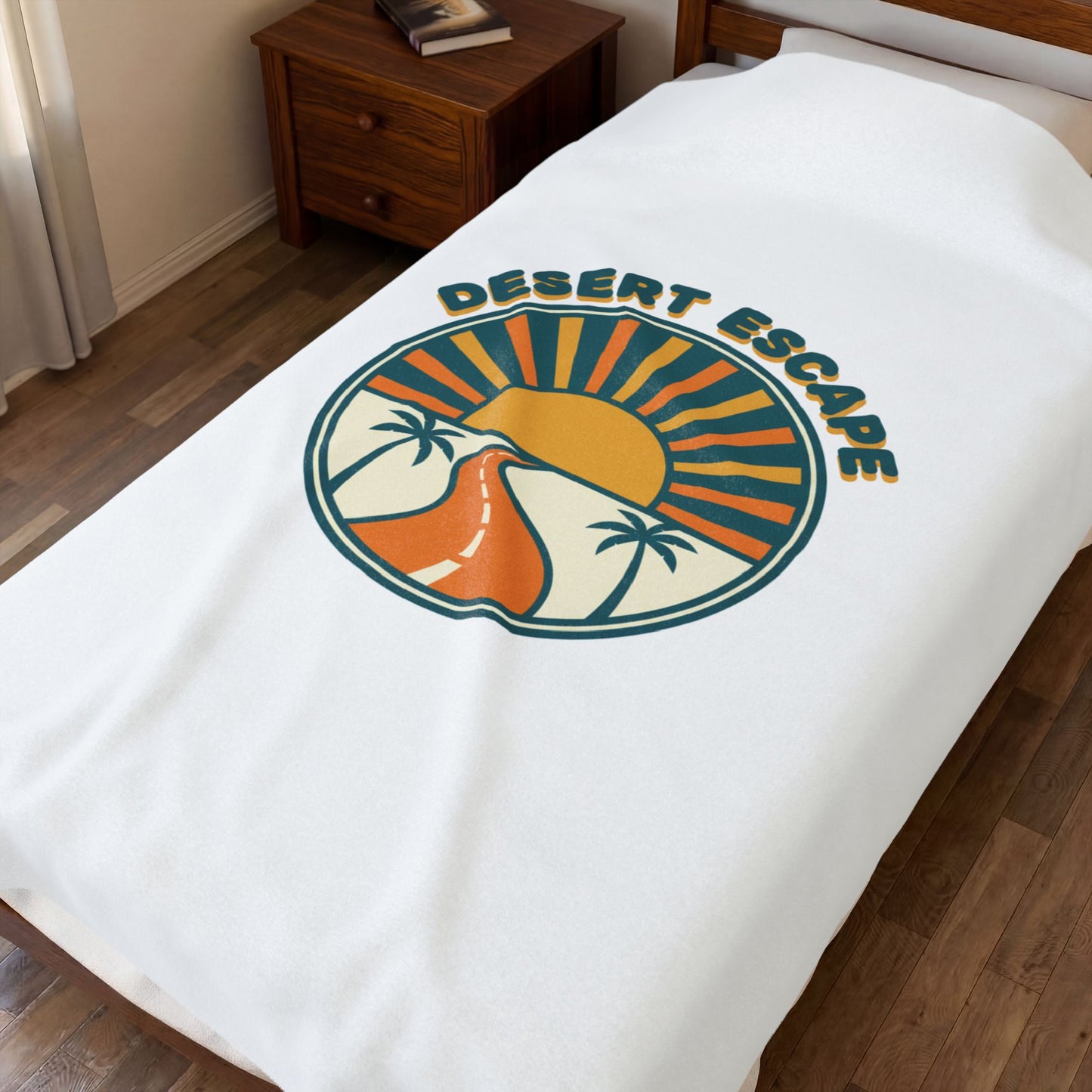 Desert Escape Sunset Blanket | 70s Retro Palm, Golden Hour Vintage